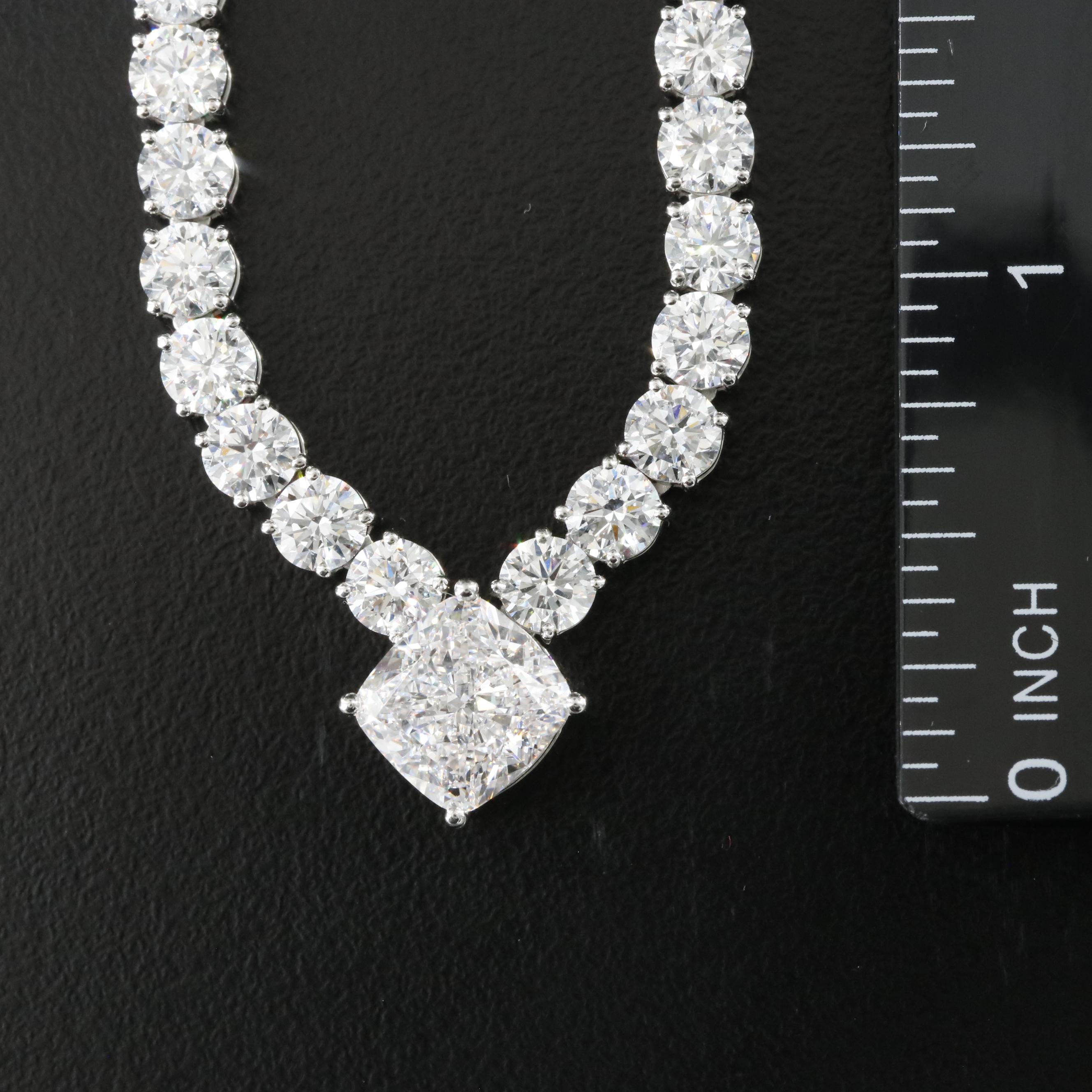 Platinum 38.48 CTW Lab Grown Diamond Necklace with IGI Report