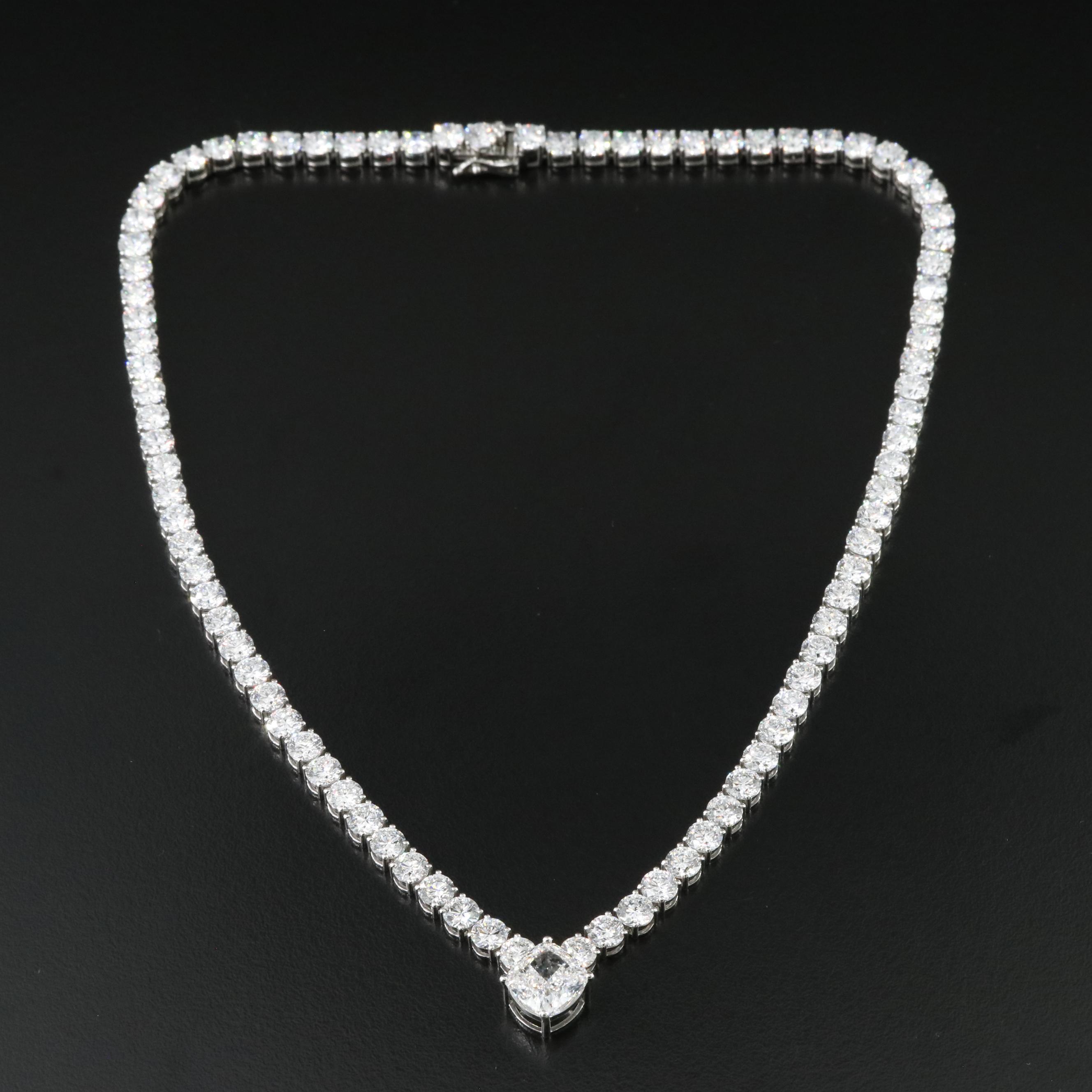 Platinum 38.48 CTW Lab Grown Diamond Necklace with IGI Report