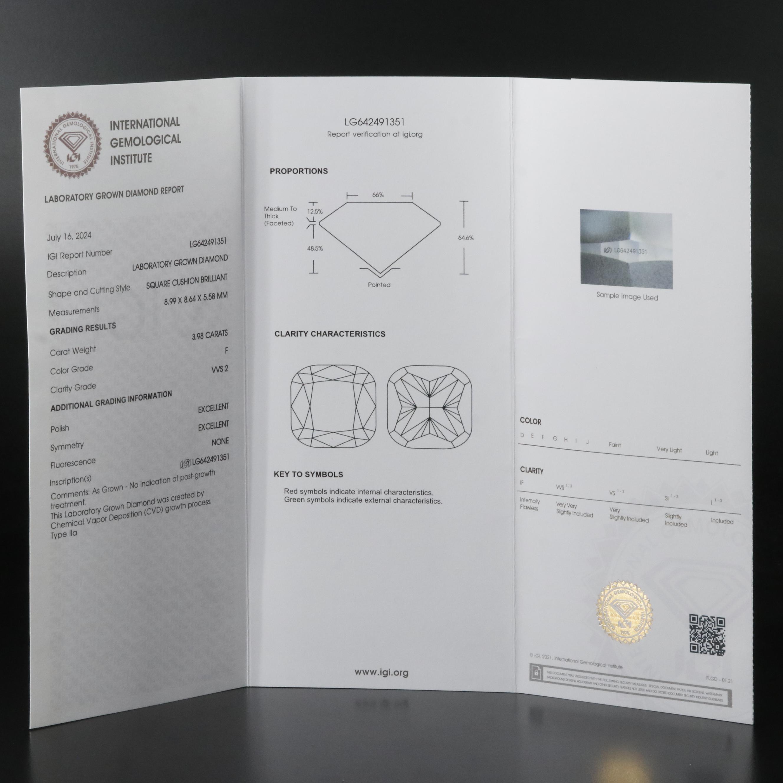 Platinum 38.48 CTW Lab Grown Diamond Necklace with IGI Report