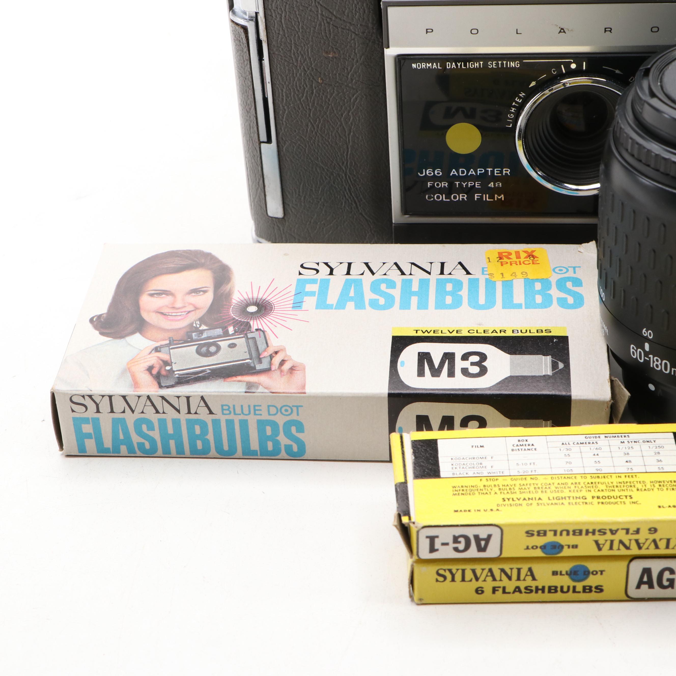 Polaroid J66 Land Camera, Digital Nikon Pronea 6i with Sylvania Flashbulbs