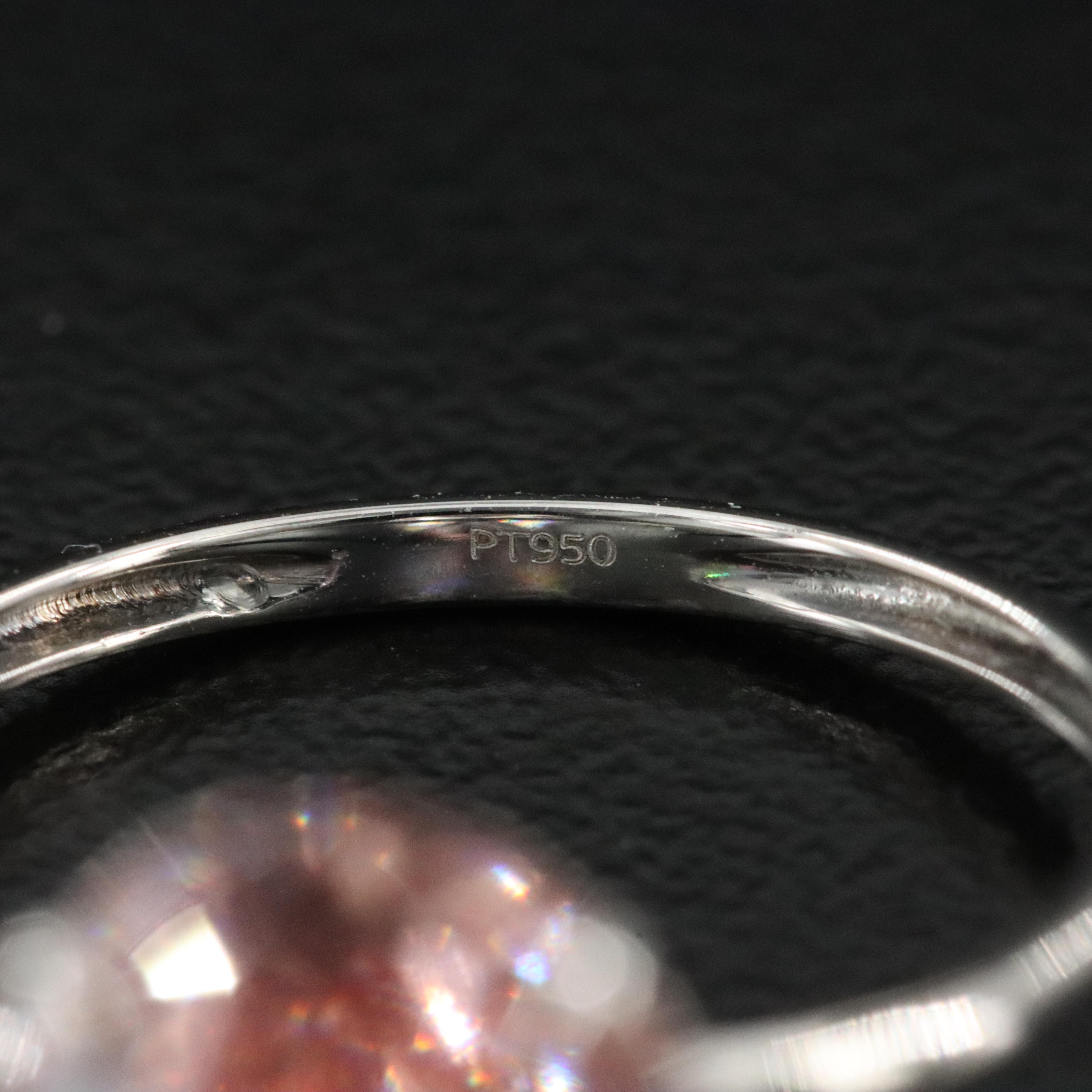 Platinum 4.20 CT Lab Grown Fancy Vivid Pink Diamond Ring with an IGI Report