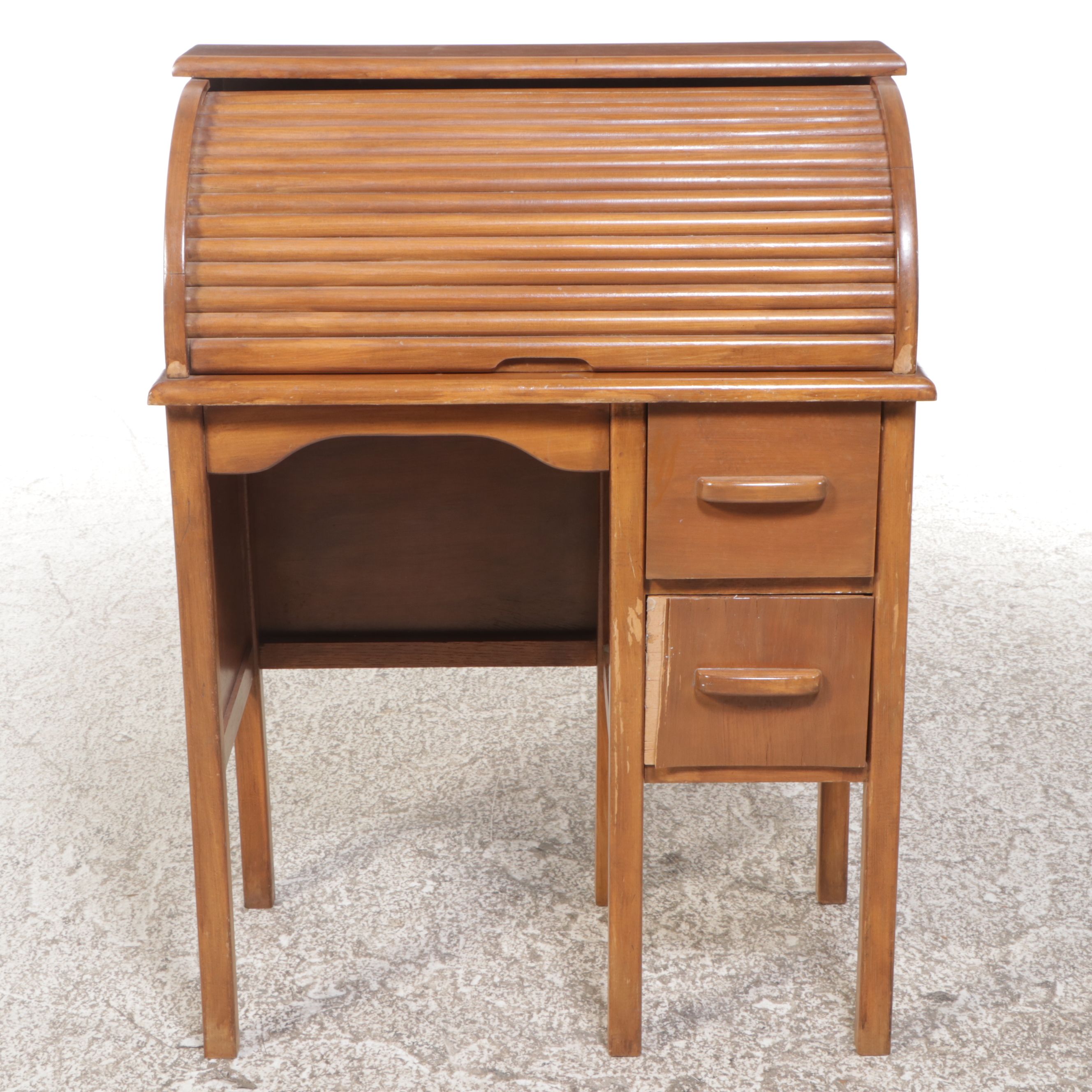 Children's Wooden Roll-Top Desk with Chair