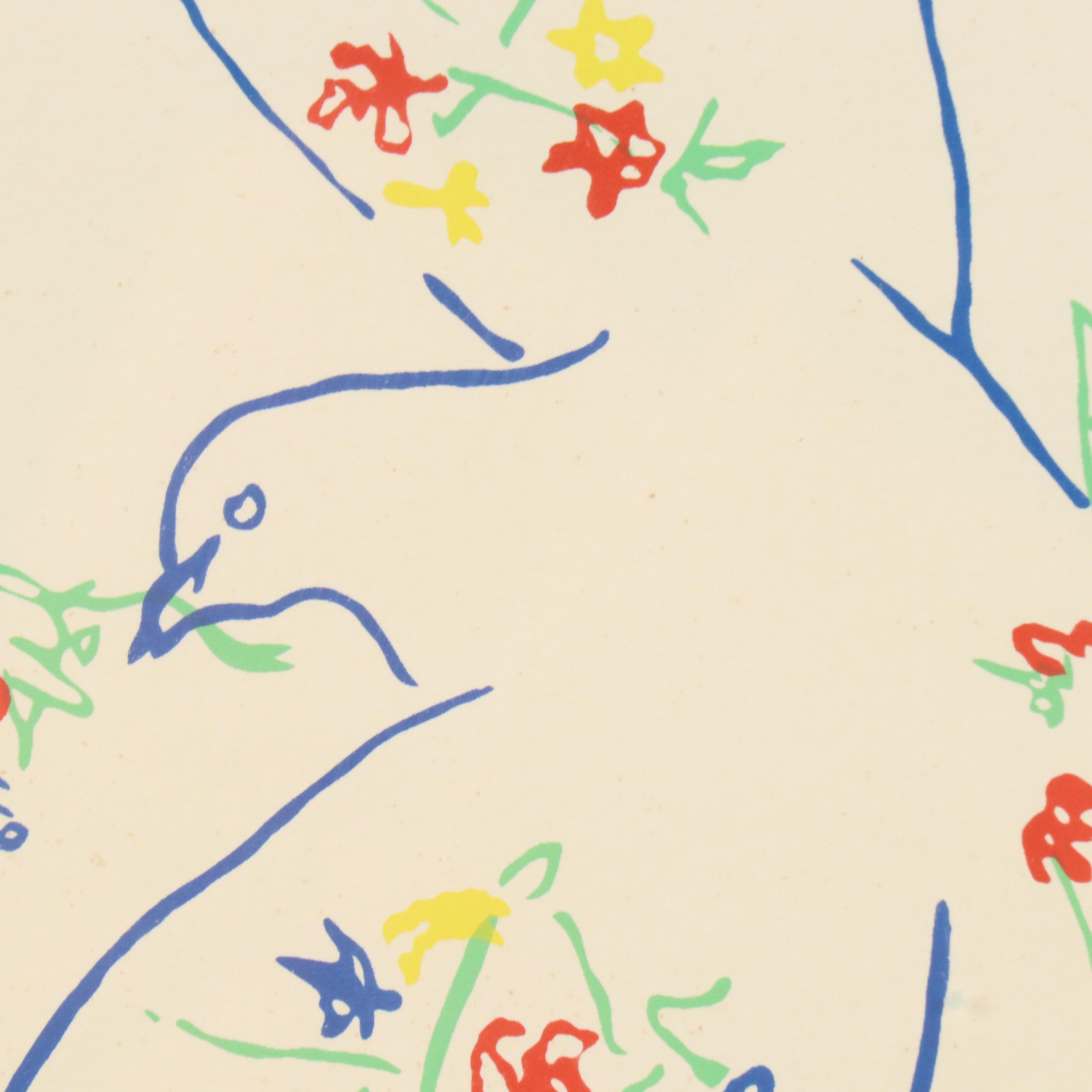 Lithograph After Pablo Picasso "Dove with Flowers," Late 20th/21st Century