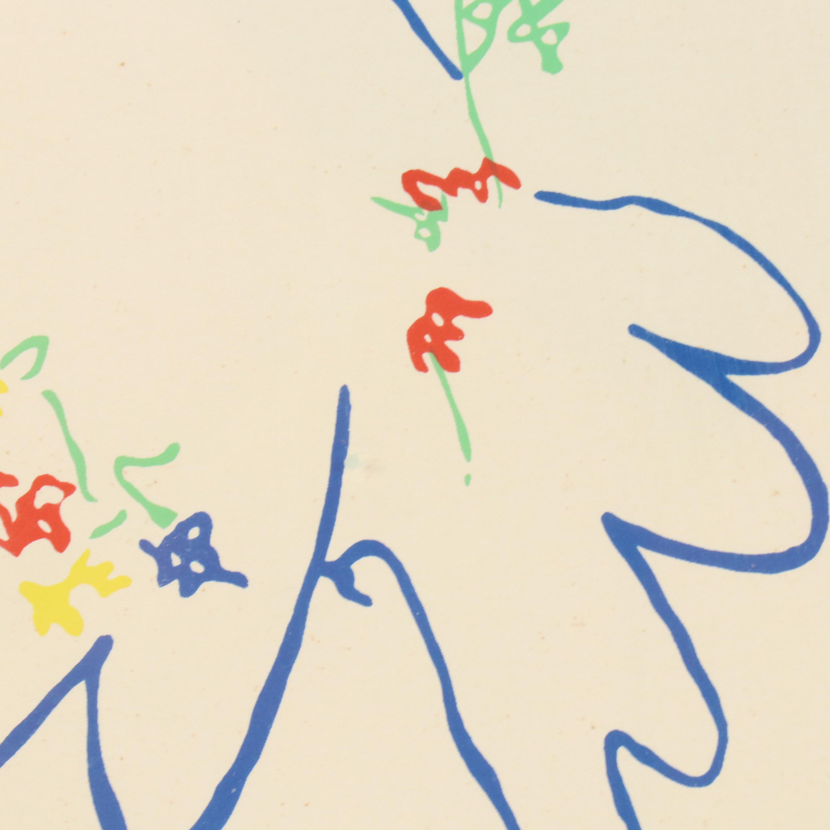 Lithograph After Pablo Picasso "Dove with Flowers," Late 20th/21st Century