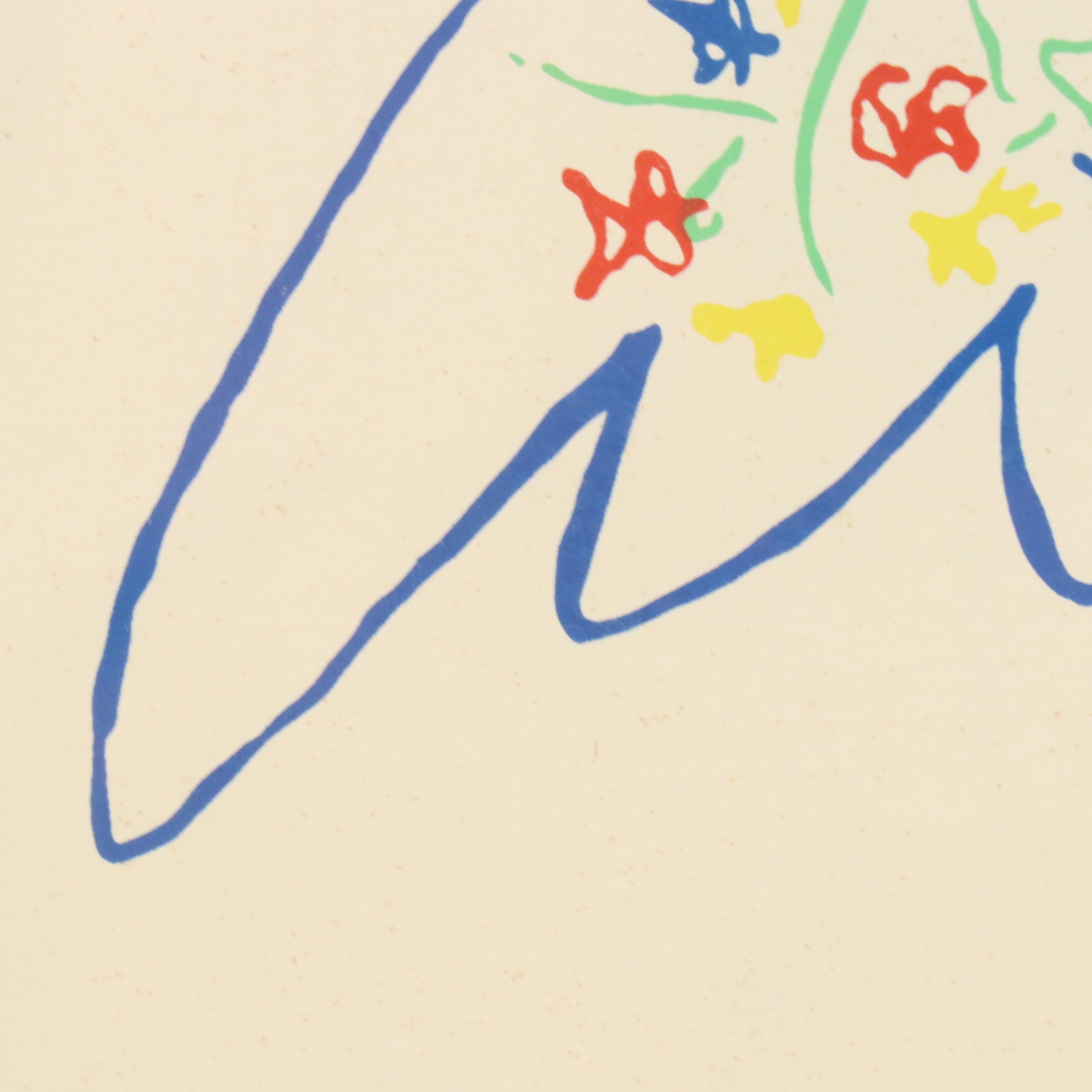 Lithograph After Pablo Picasso "Dove with Flowers," Late 20th/21st Century
