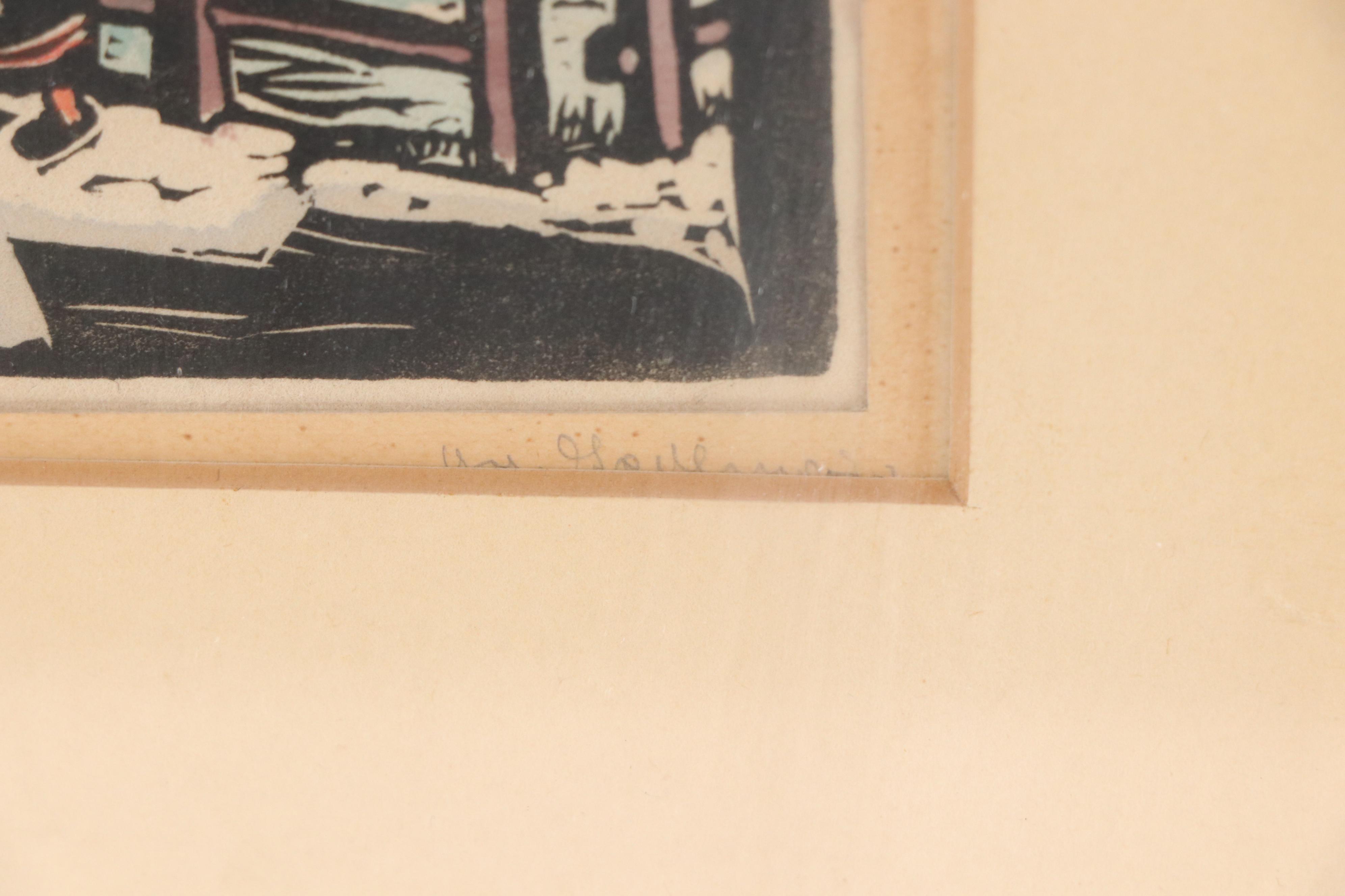 G. G. Sedlmair Hand-Colored Woodcuts of Village Scenes, Mid-20th Century