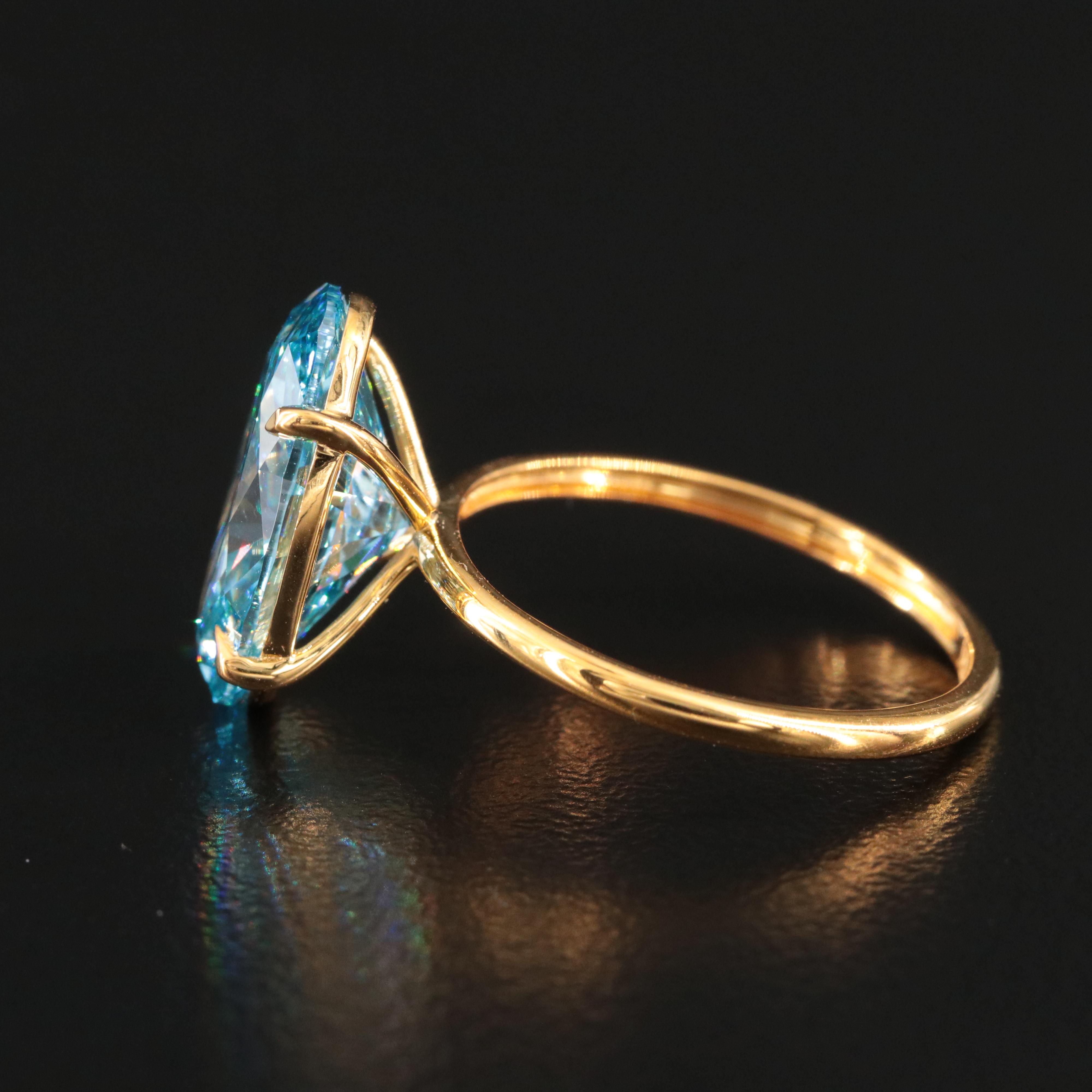 18K 5.01 CT Fancy Vivid Blue Lab Grown Diamond Solitaire Ring with IGI Report