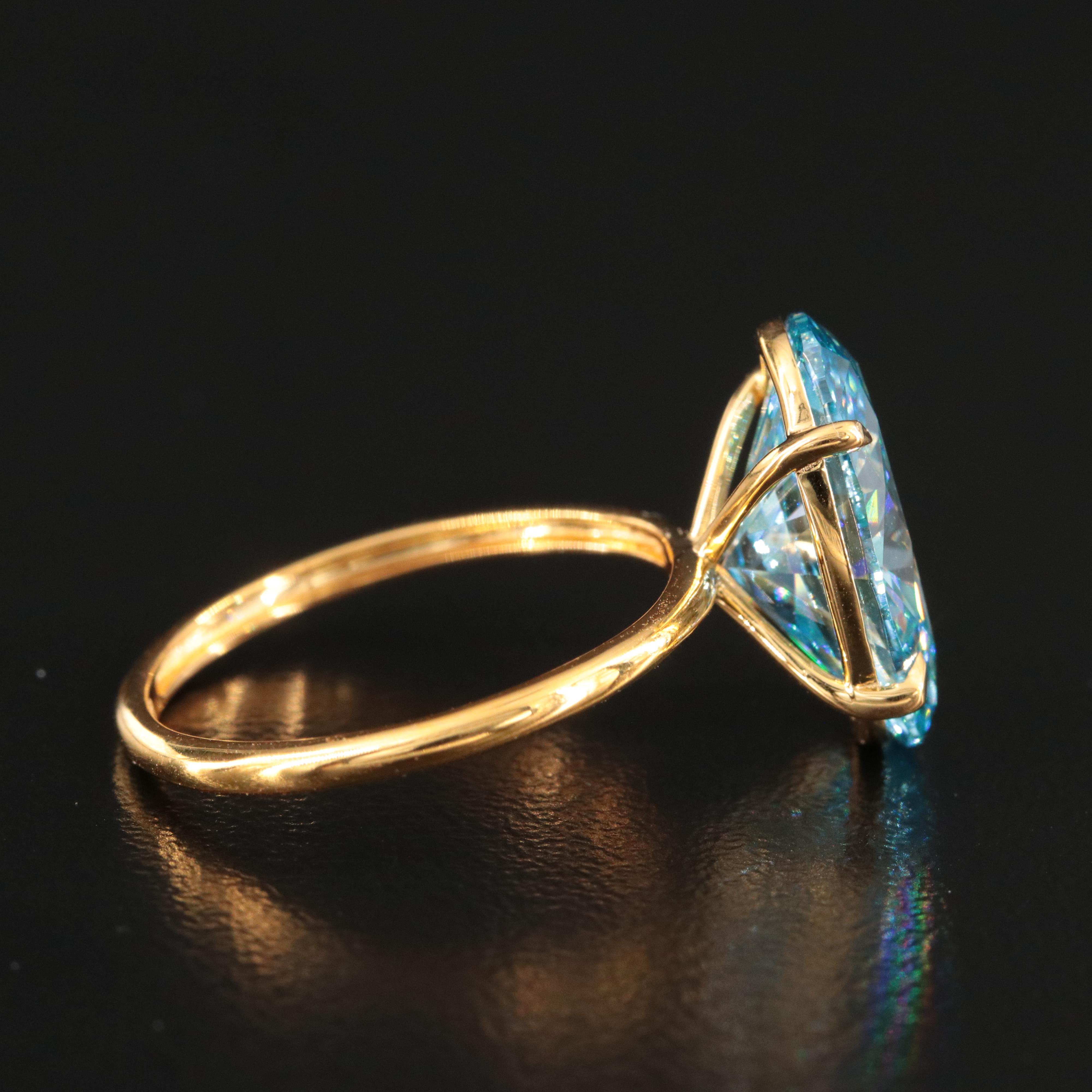 18K 5.01 CT Fancy Vivid Blue Lab Grown Diamond Solitaire Ring with IGI Report