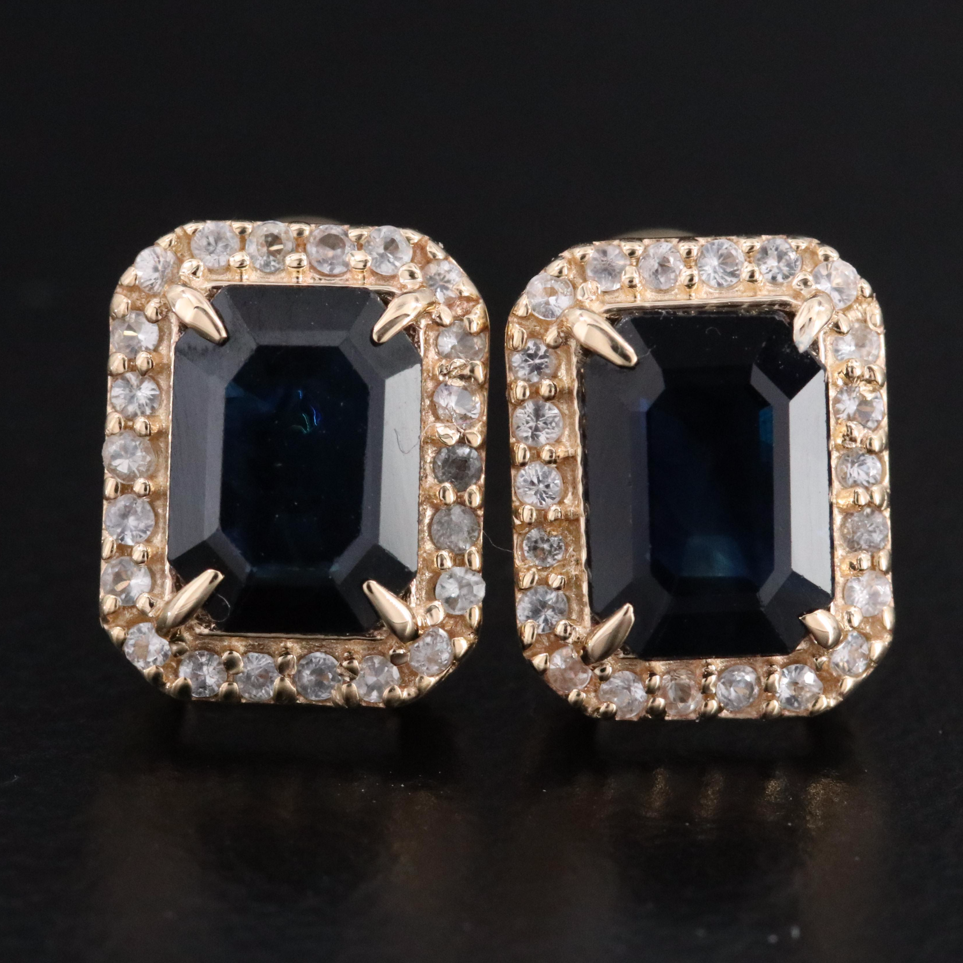 14K Sapphire and White Sapphire Earrings