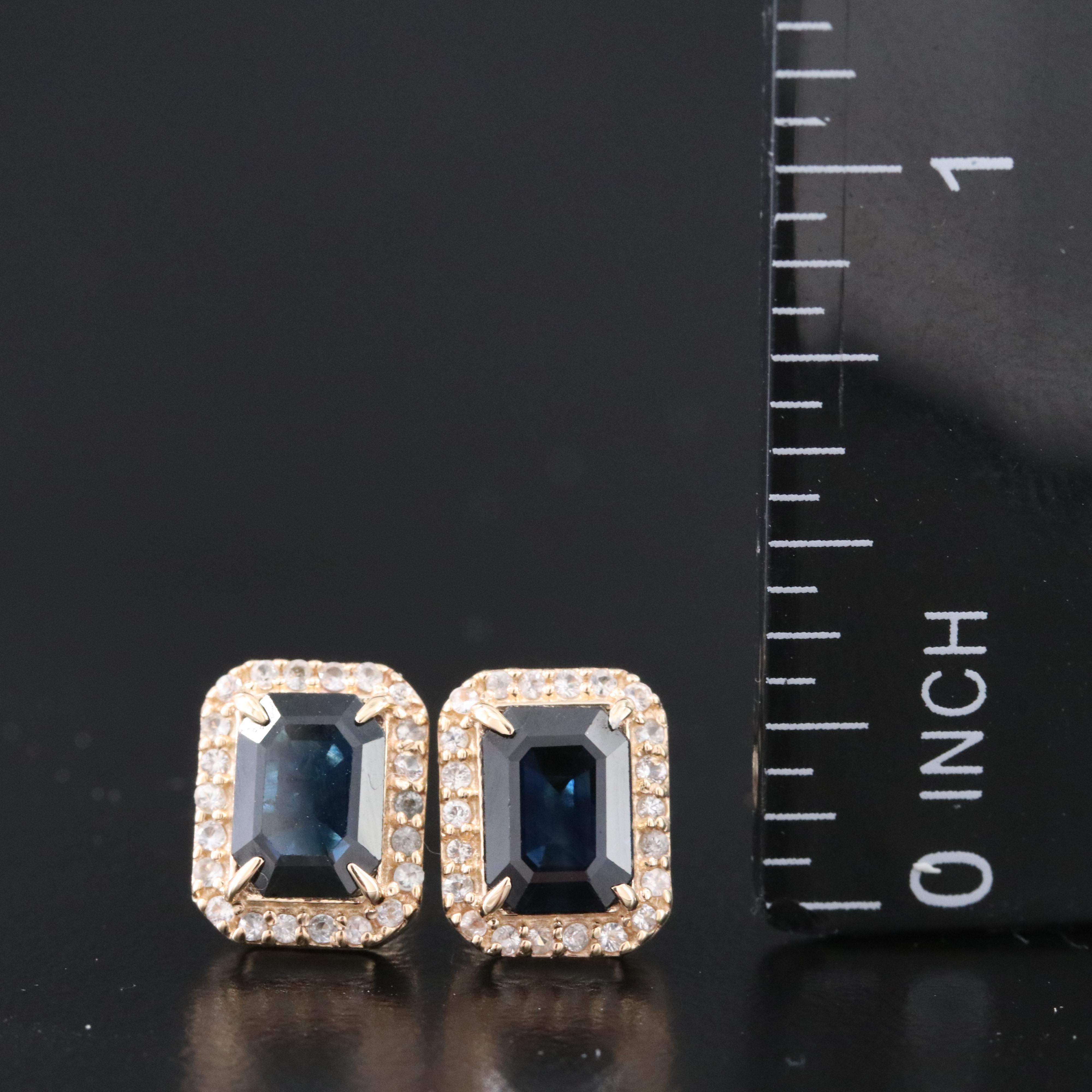 14K Sapphire and White Sapphire Earrings