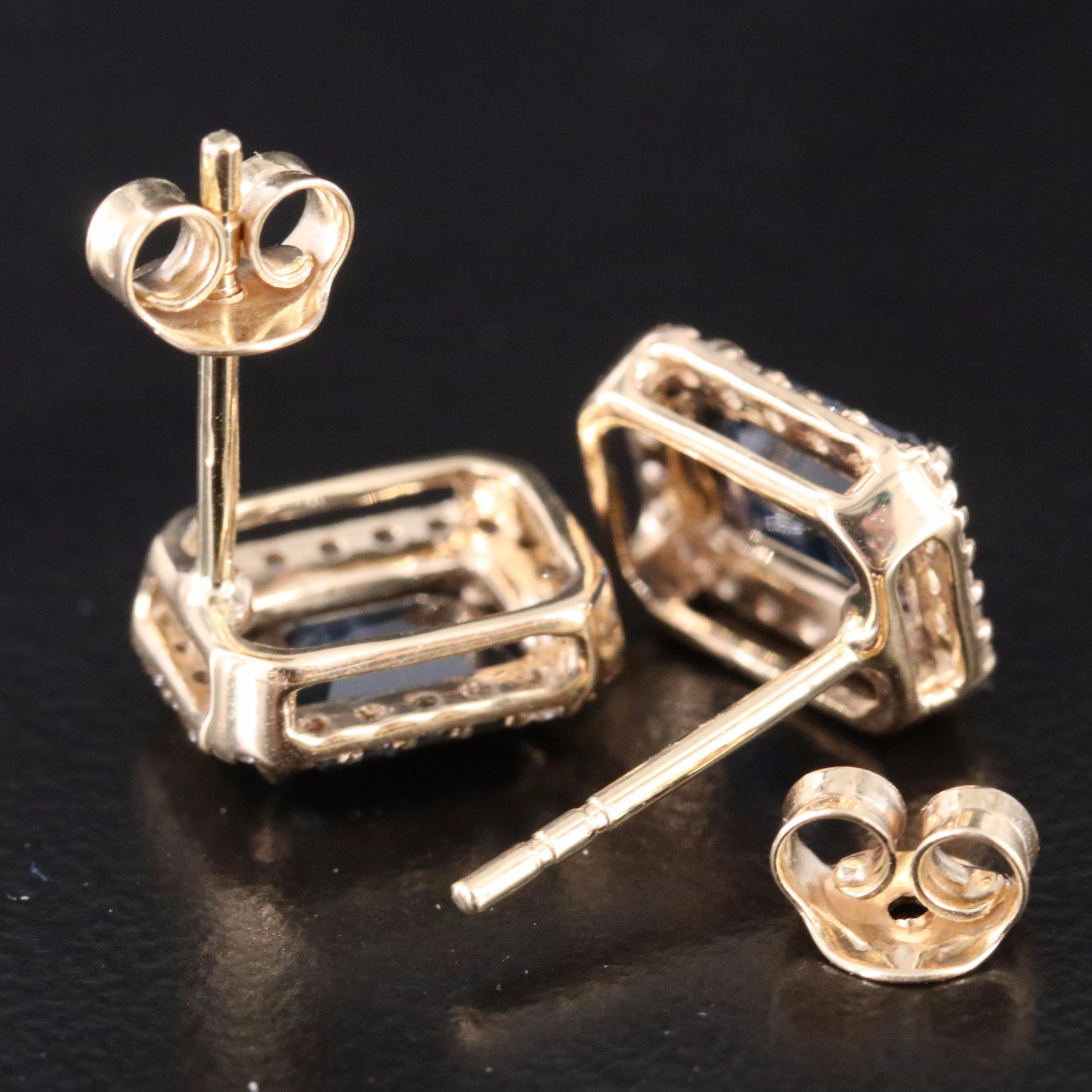 14K Sapphire and White Sapphire Earrings