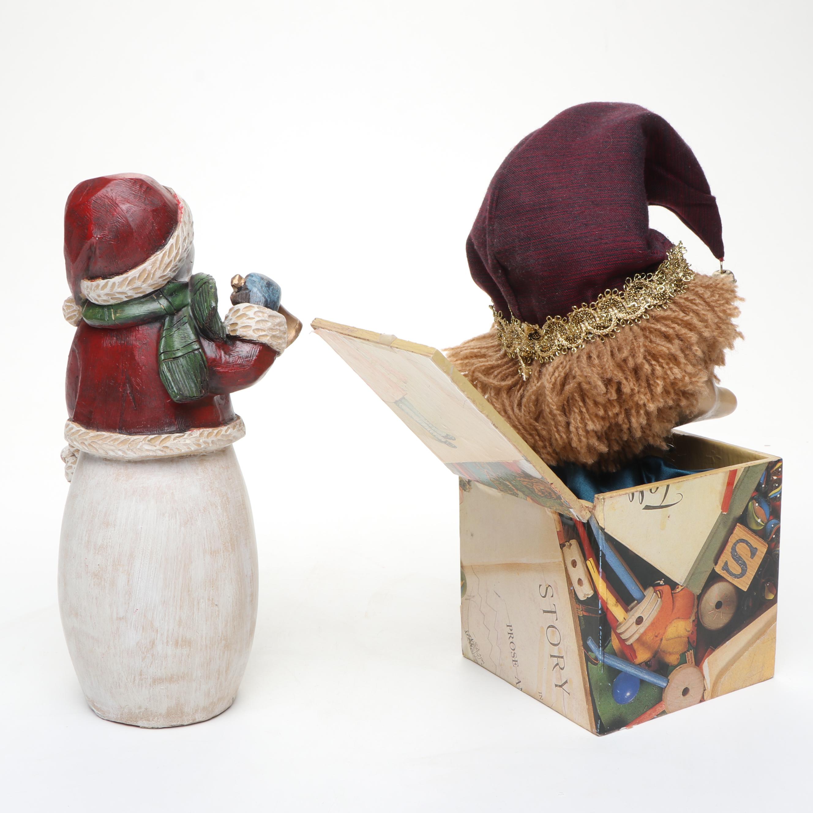 Needlepoint Faced Christmas Stockings with Other Holiday Decorations