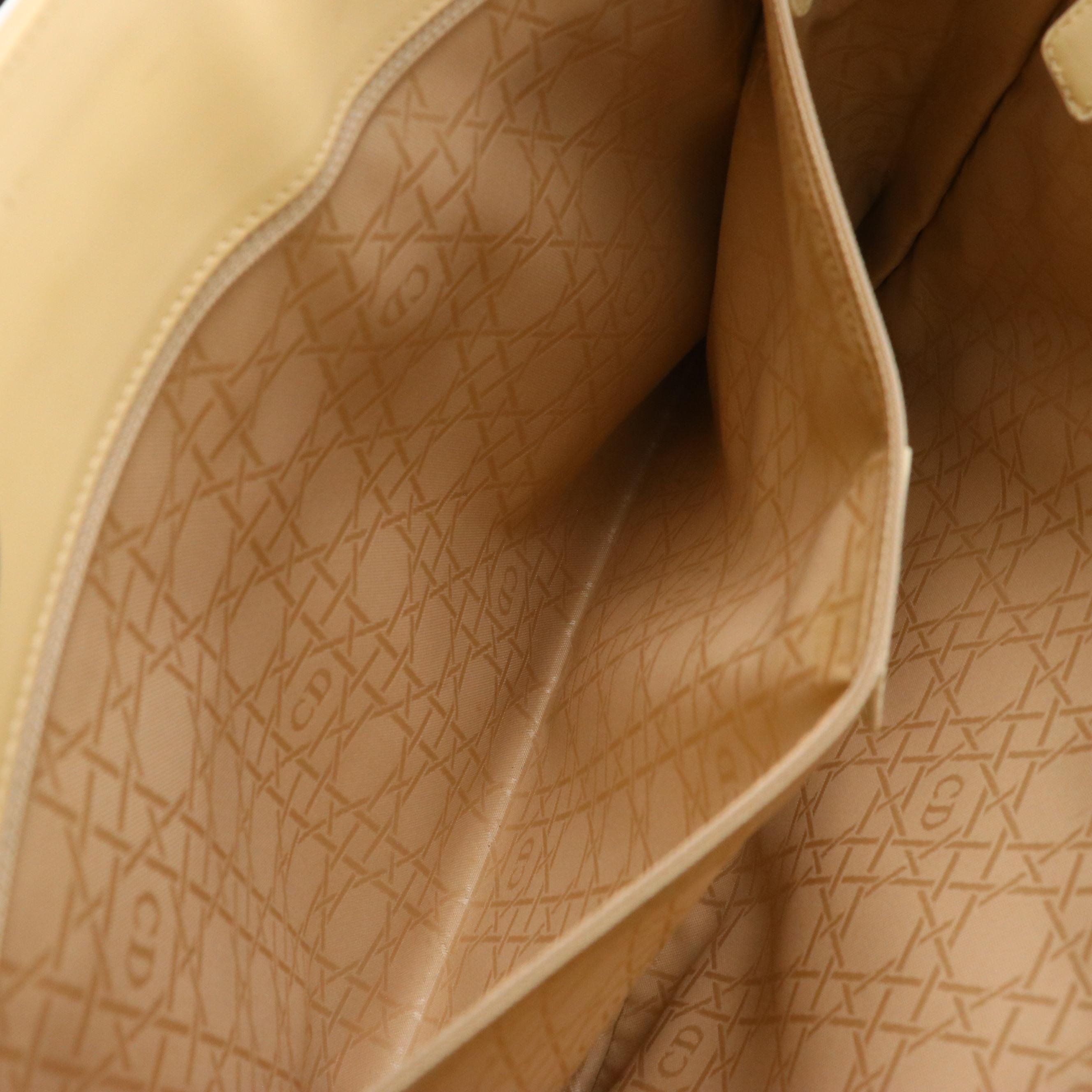 Christian Dior Medium Lady Dior Two-Way Handbag in Beige Patent Leather