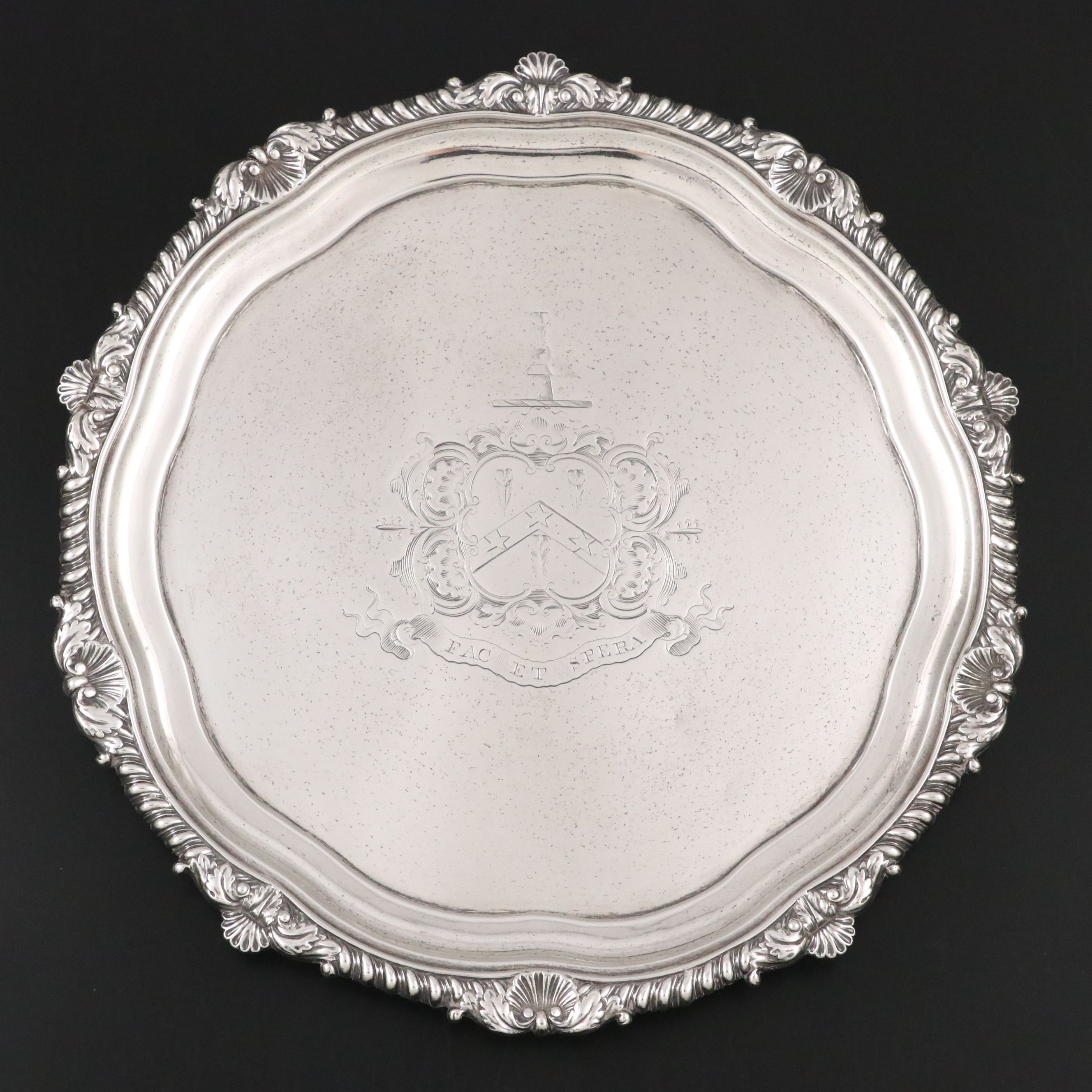 George III Sterling Silver Heraldic Salver, 1809