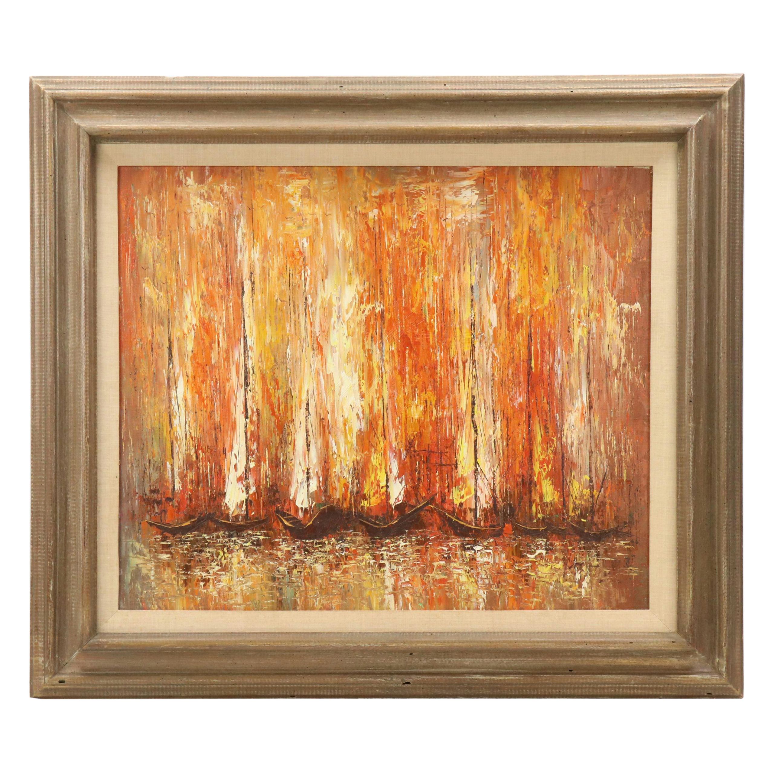 Modernist Nautical Oil Painting