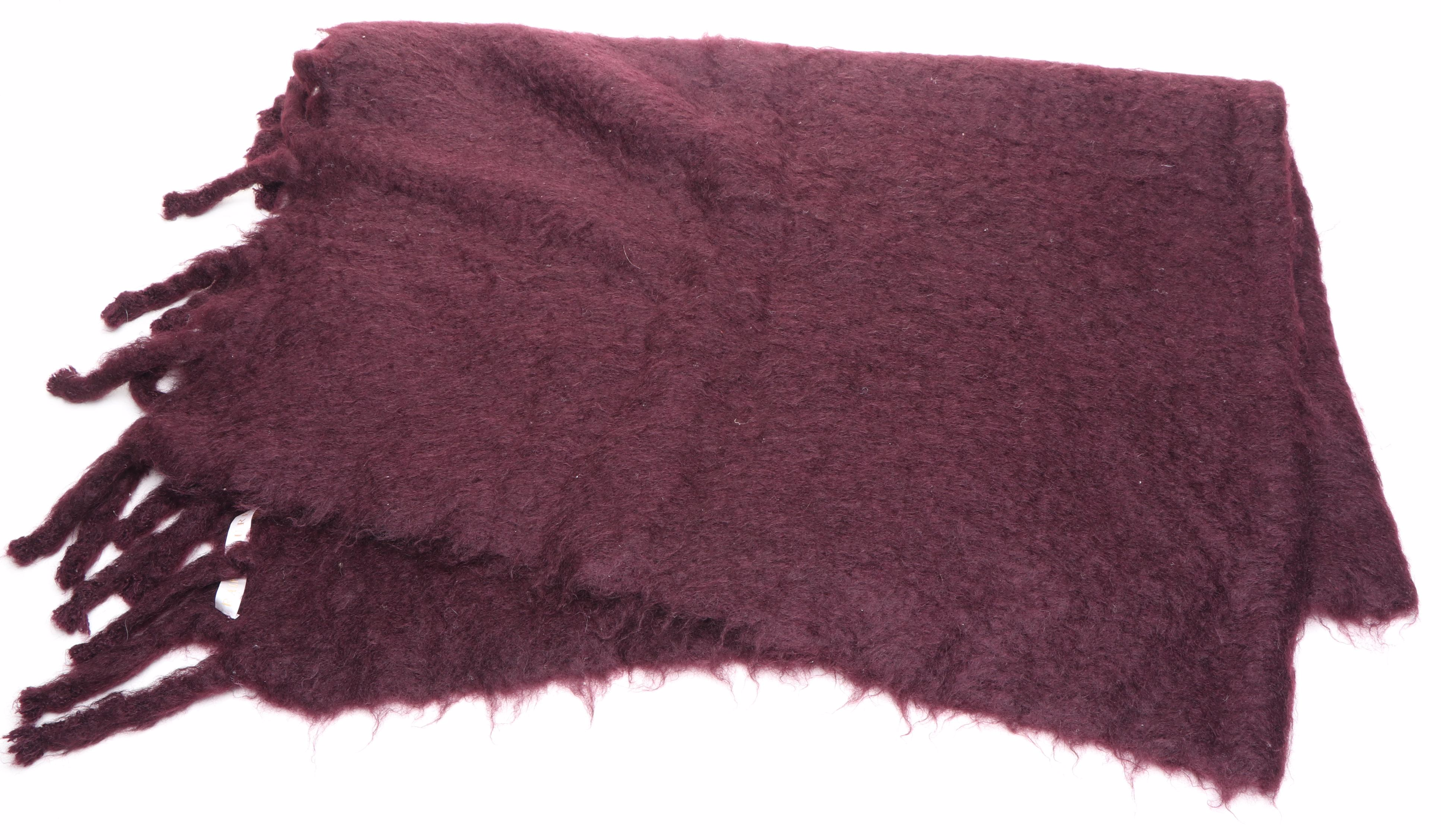 Ralph Lauren Handwoven Burgundy Mohair Blanket