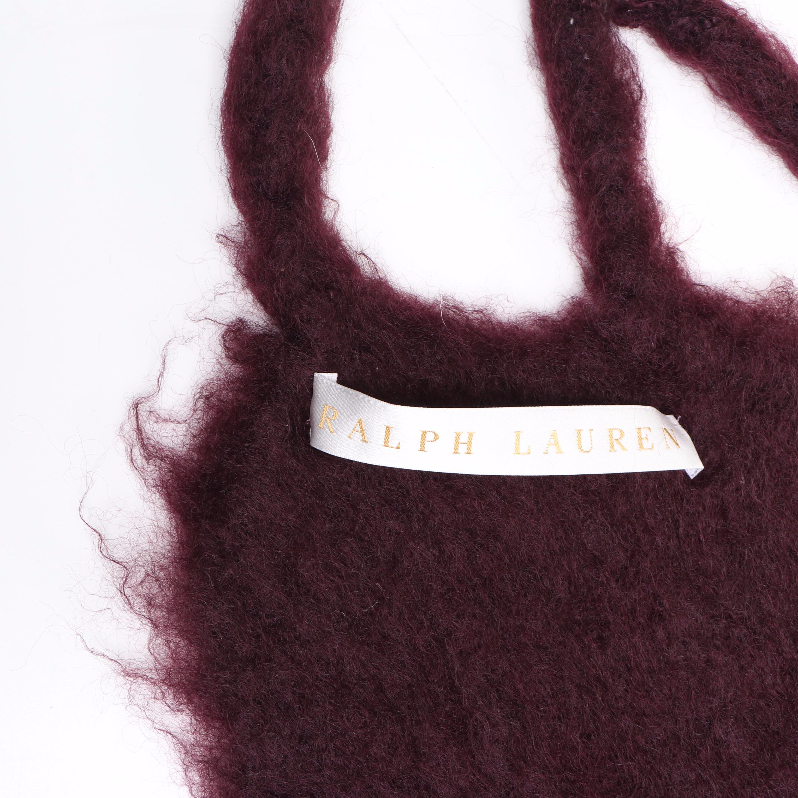 Ralph Lauren Handwoven Burgundy Mohair Blanket