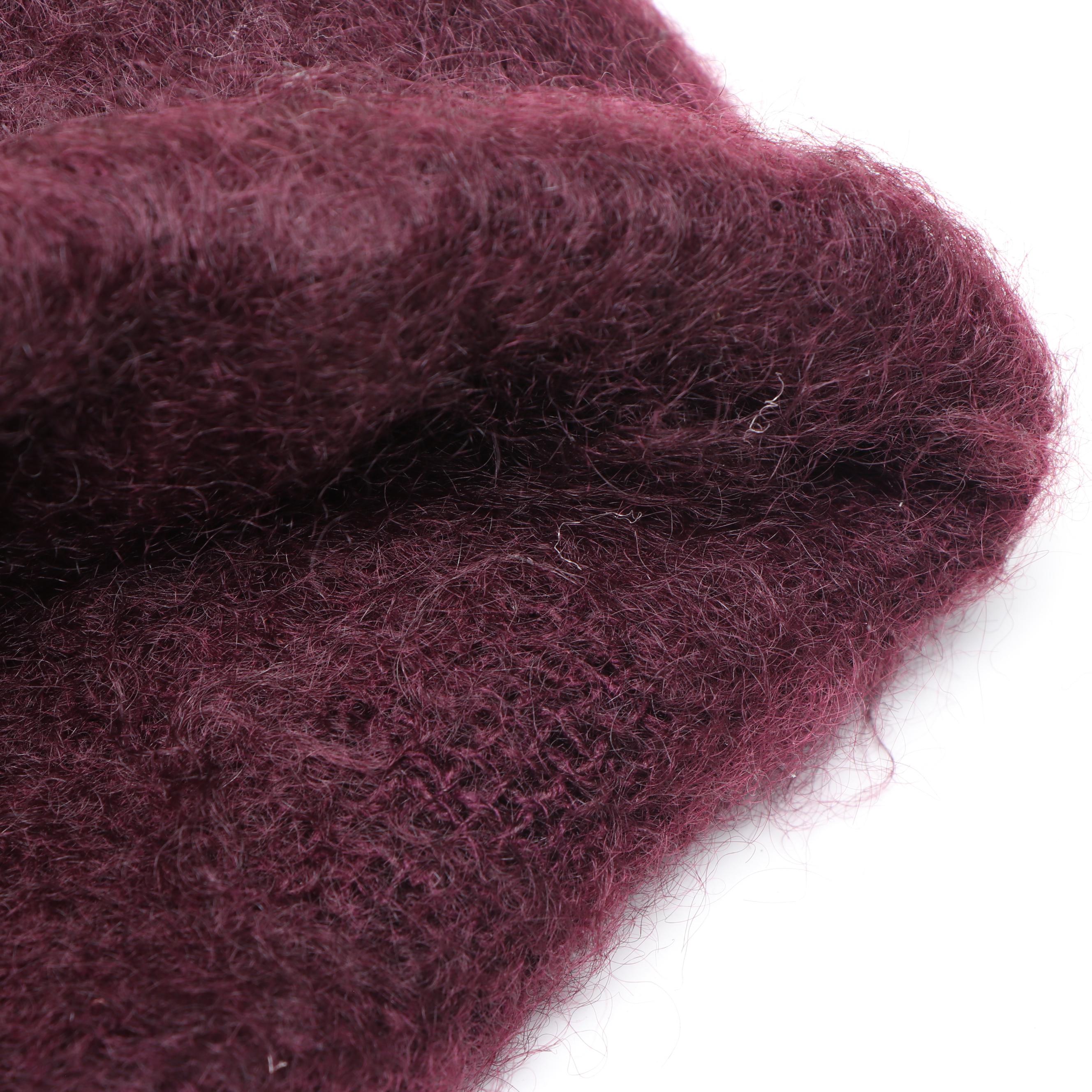 Ralph Lauren Handwoven Burgundy Mohair Blanket