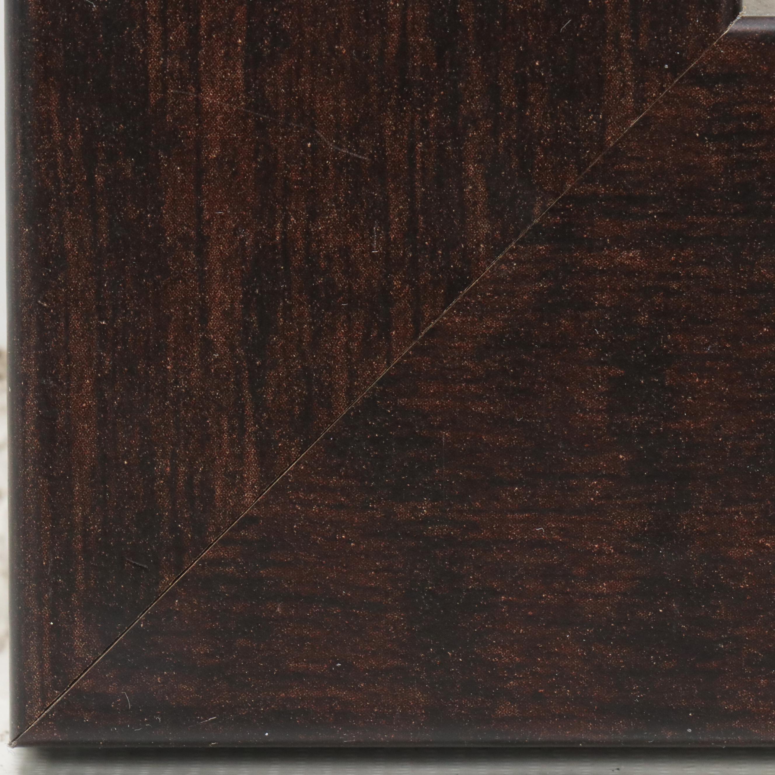 Black and White Offset Lithograph of Park Road with Blossoming Trees