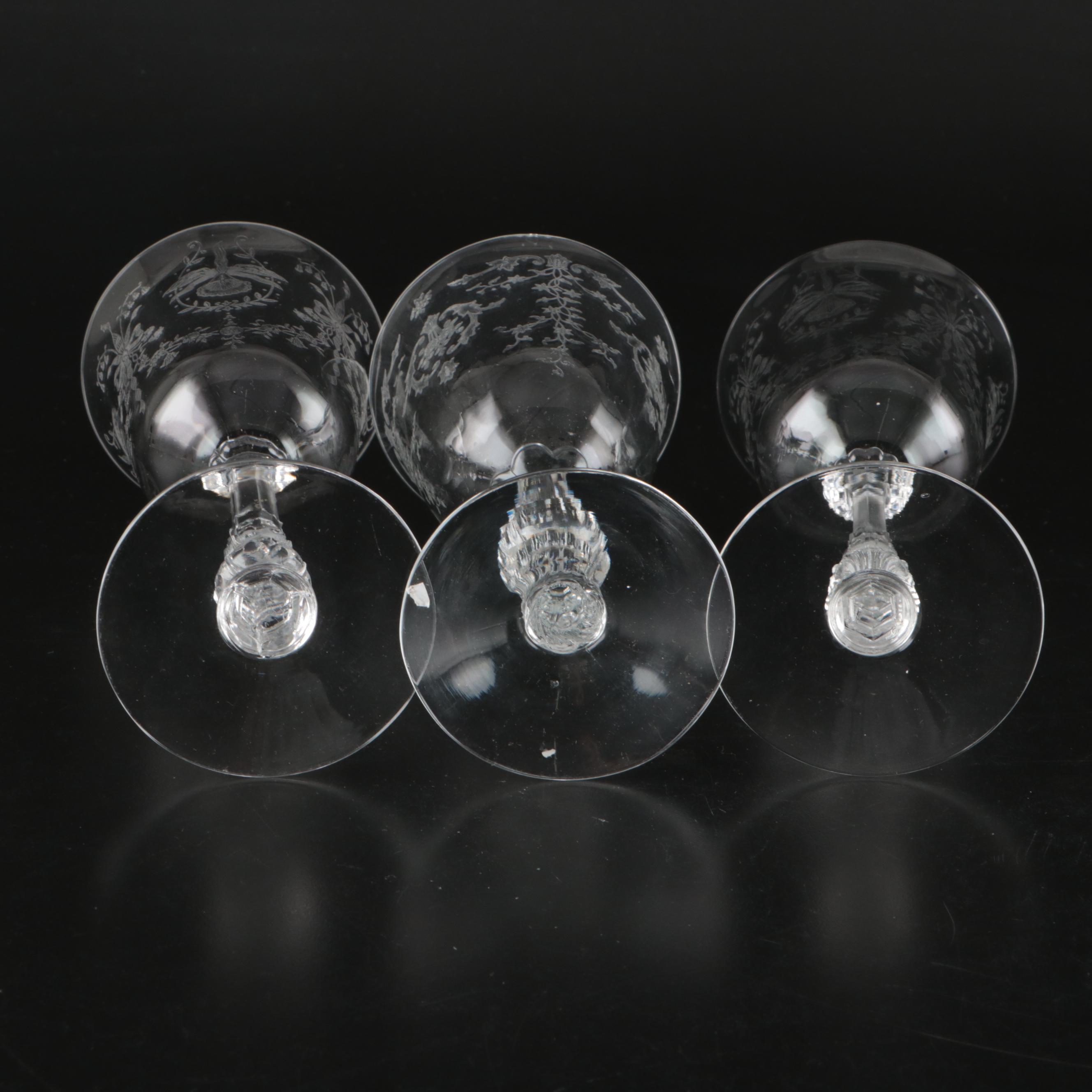 Cambridge "Rose Point" Stemware and Other Etched Glass Table Accessories