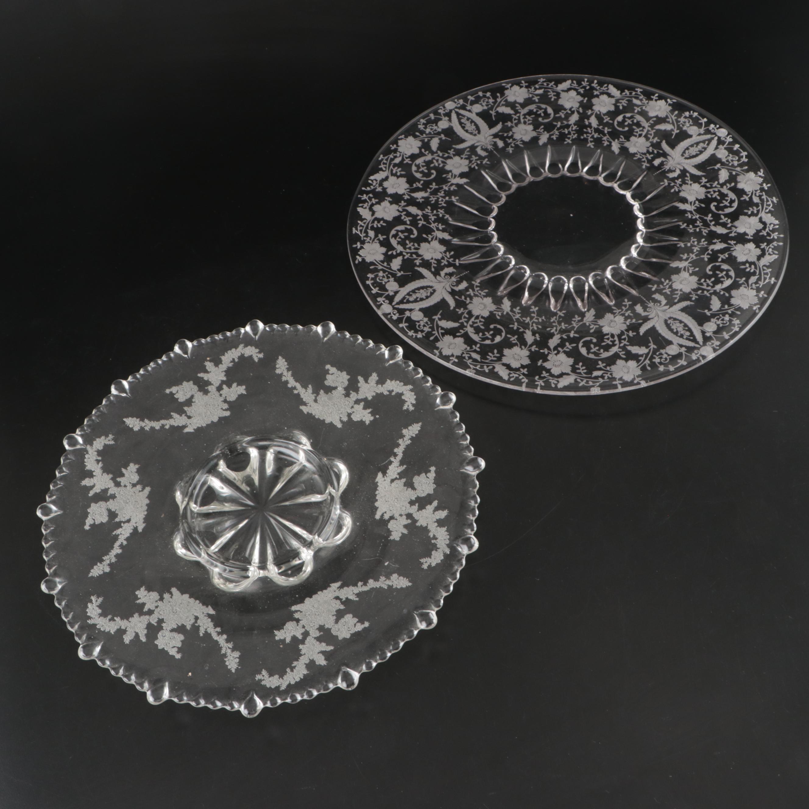 Cambridge "Rose Point" Stemware and Other Etched Glass Table Accessories