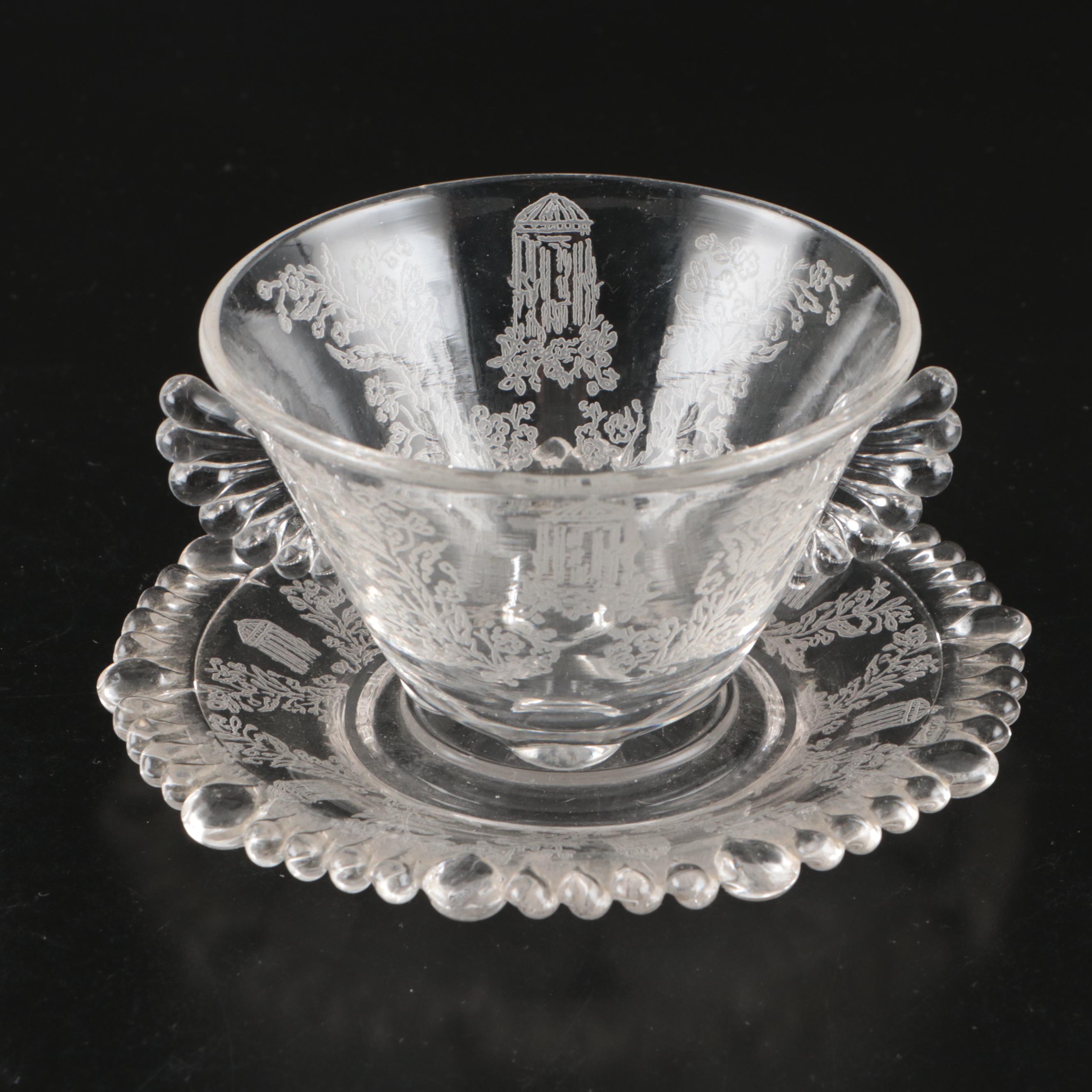 Cambridge "Rose Point" Stemware and Other Etched Glass Table Accessories