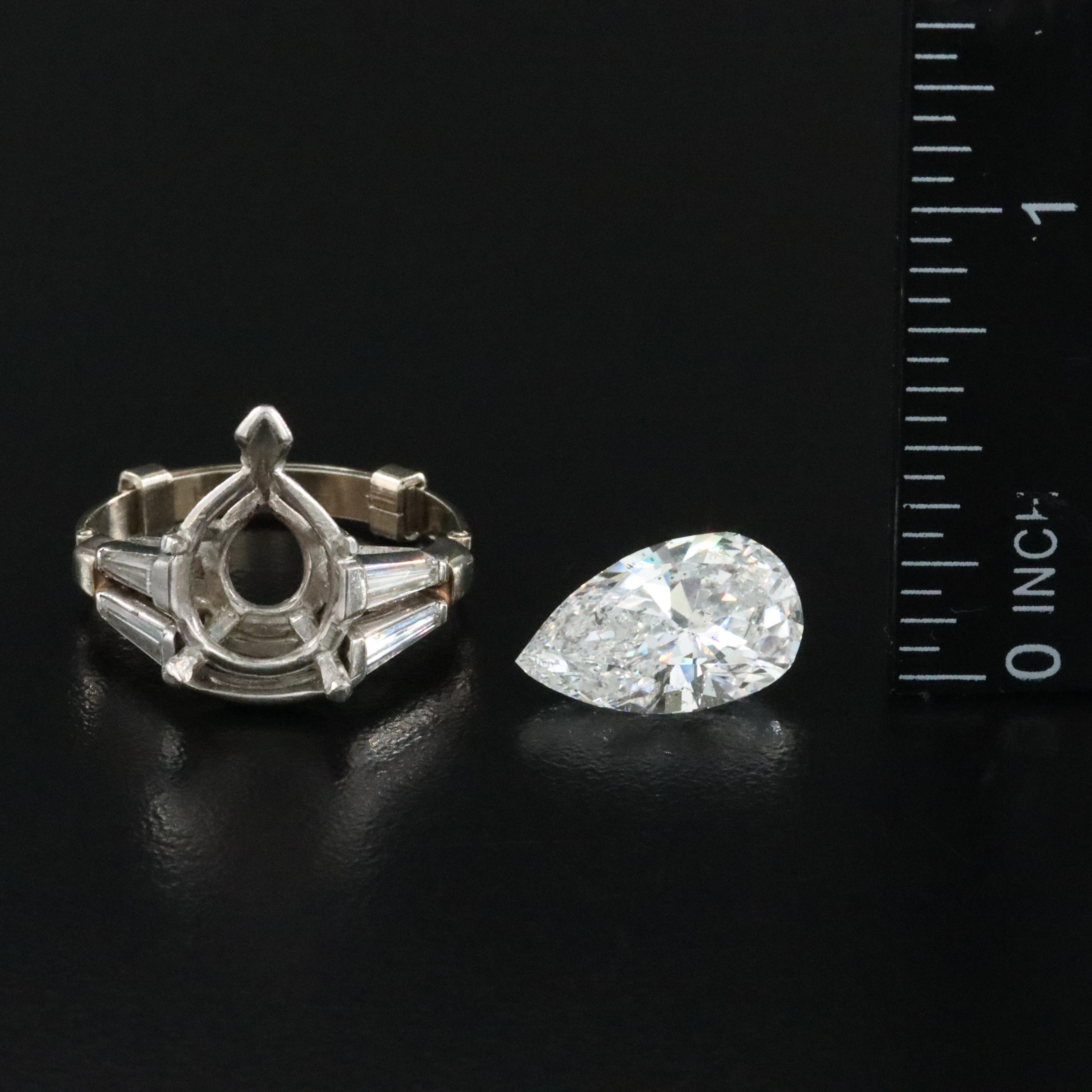 Loose 5.17 CT Diamond with GIA Report and Platinum 0.60 CTW Semi Mount Ring