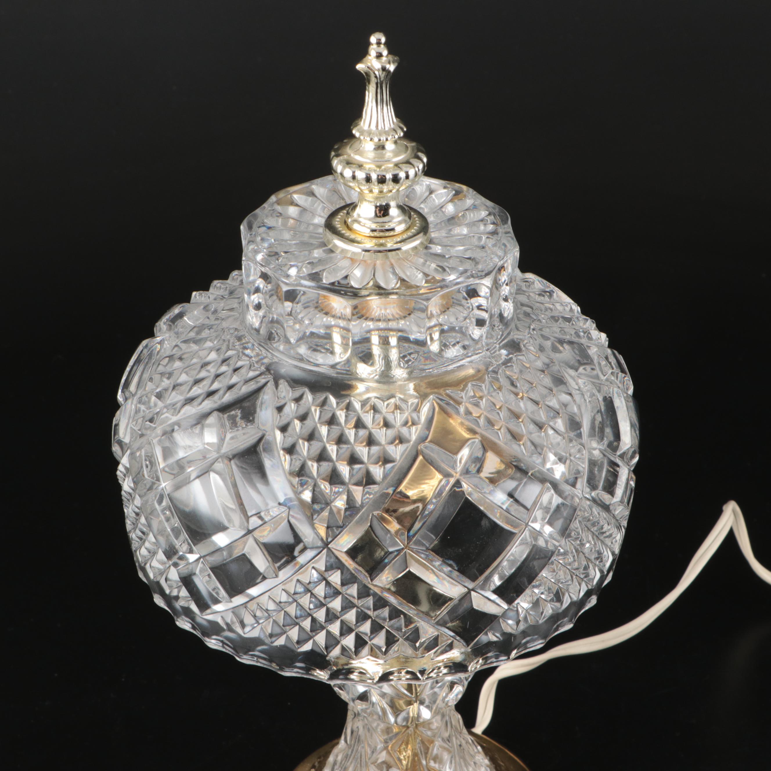 Victorian Style Cut Glass Mushroom Dome Lamp