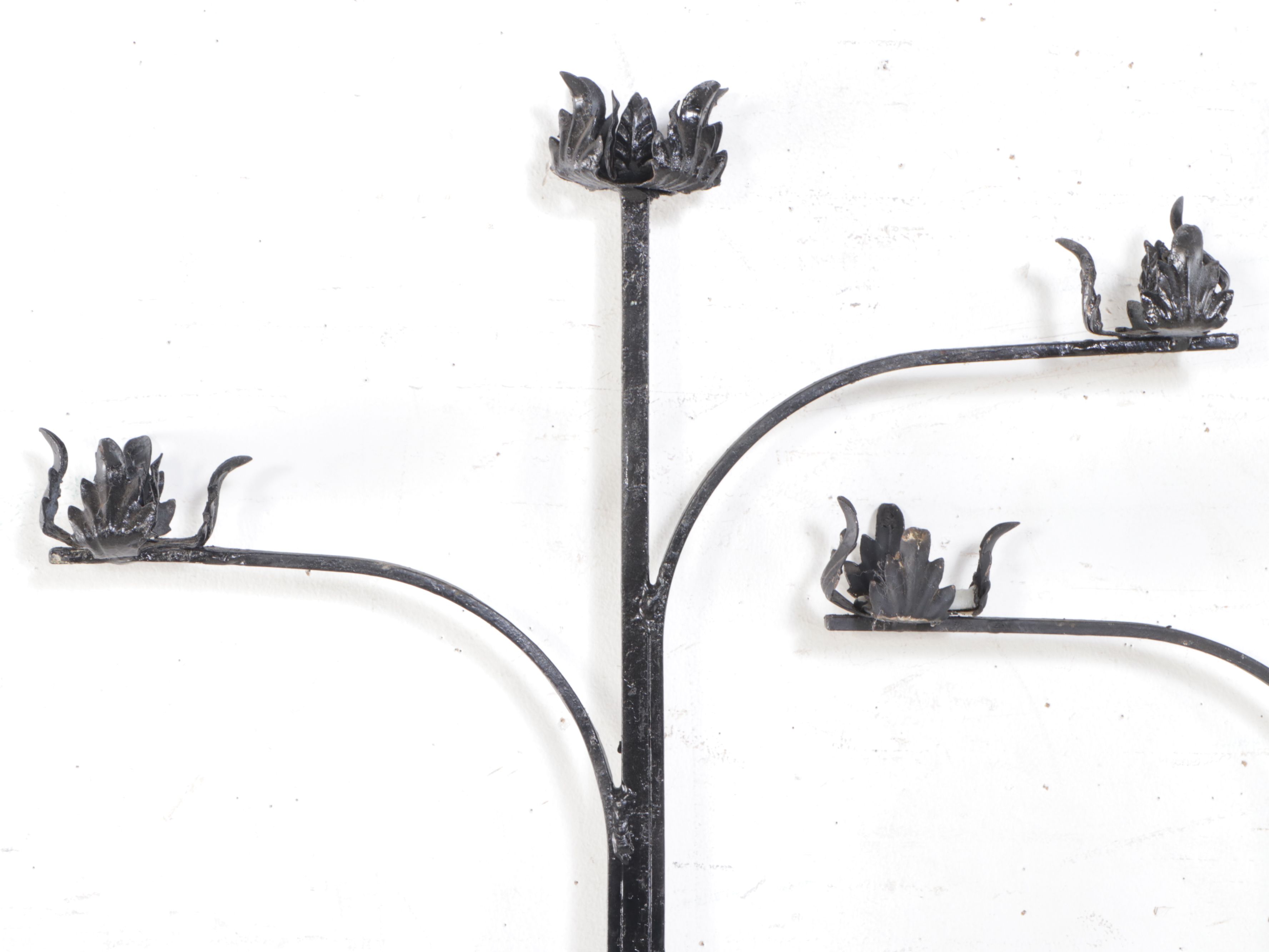 Art and Crafts Style Wrought Iron Tall Flower Shaped In Ground Candle Holders