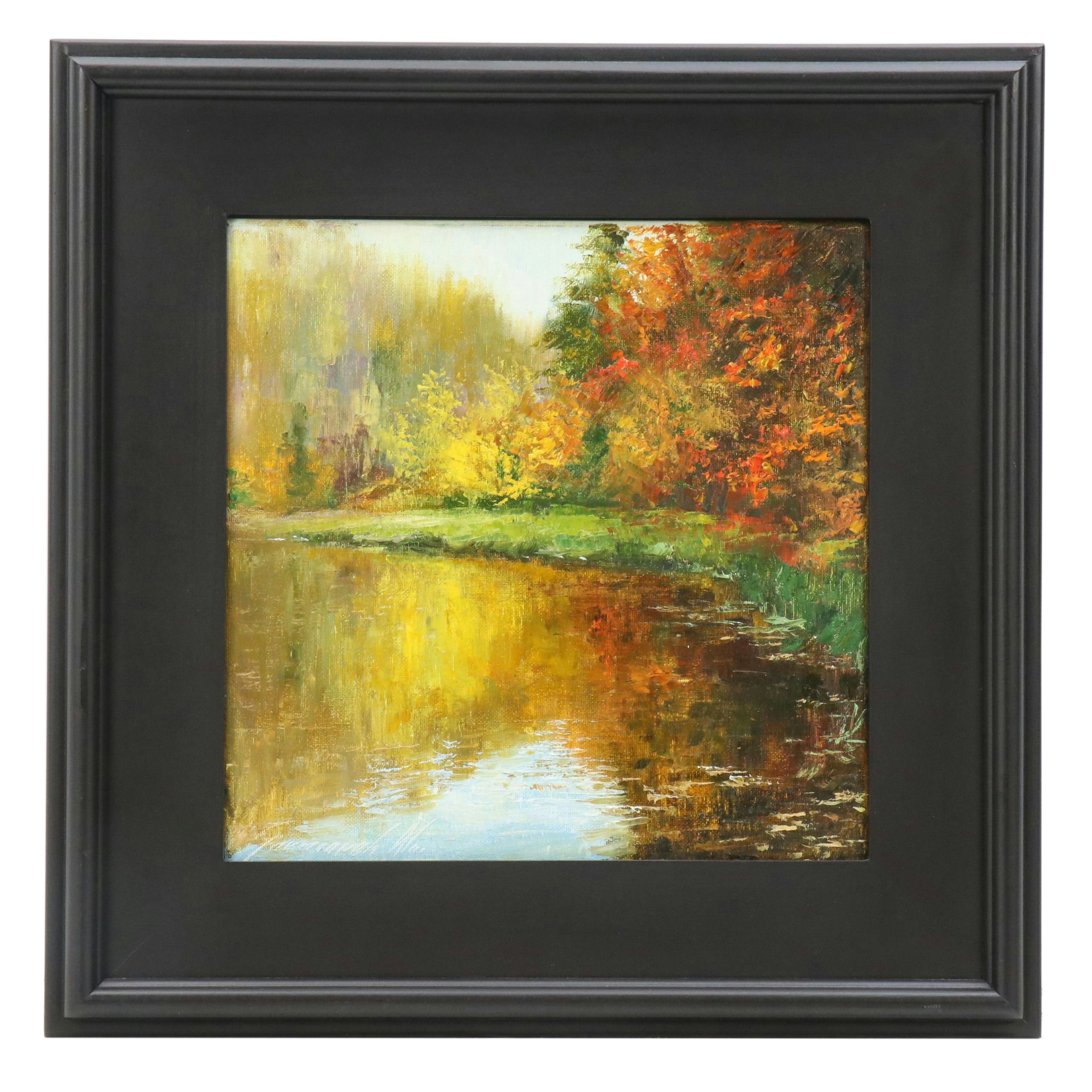 Garncarek Aleksander Landscape Oil Painting "Jesienny staw," 2019