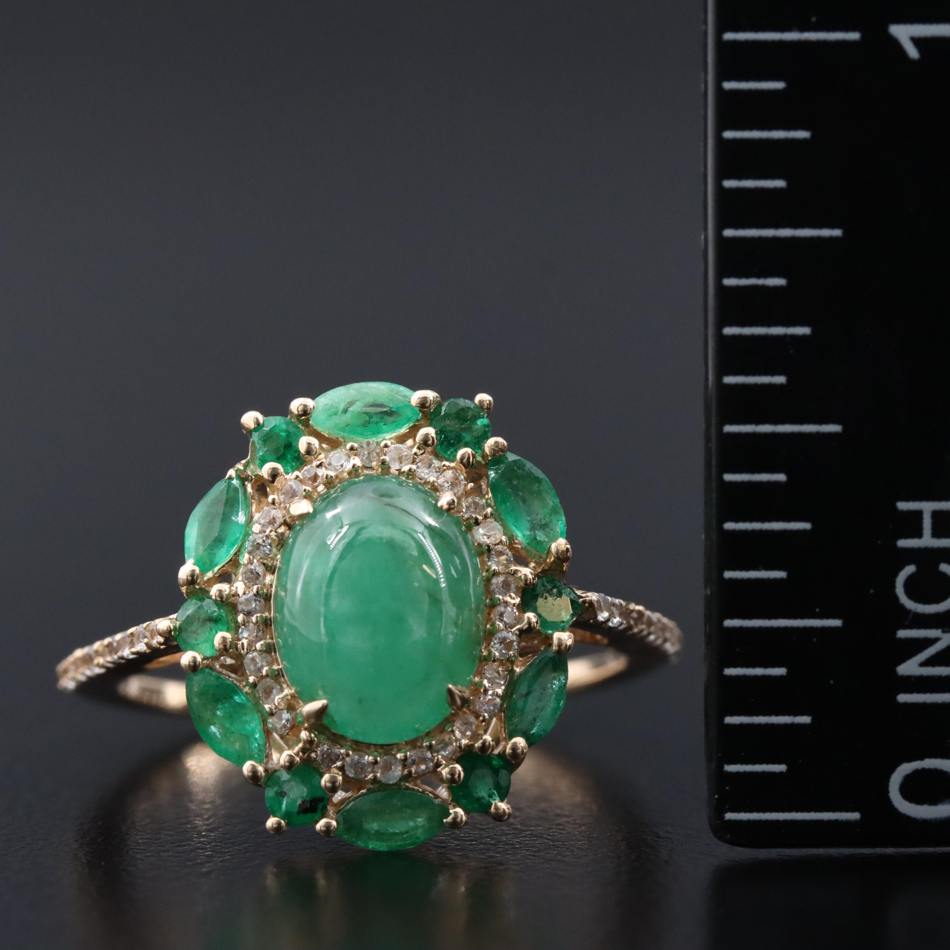 14K Emerald and White Sapphire Ring