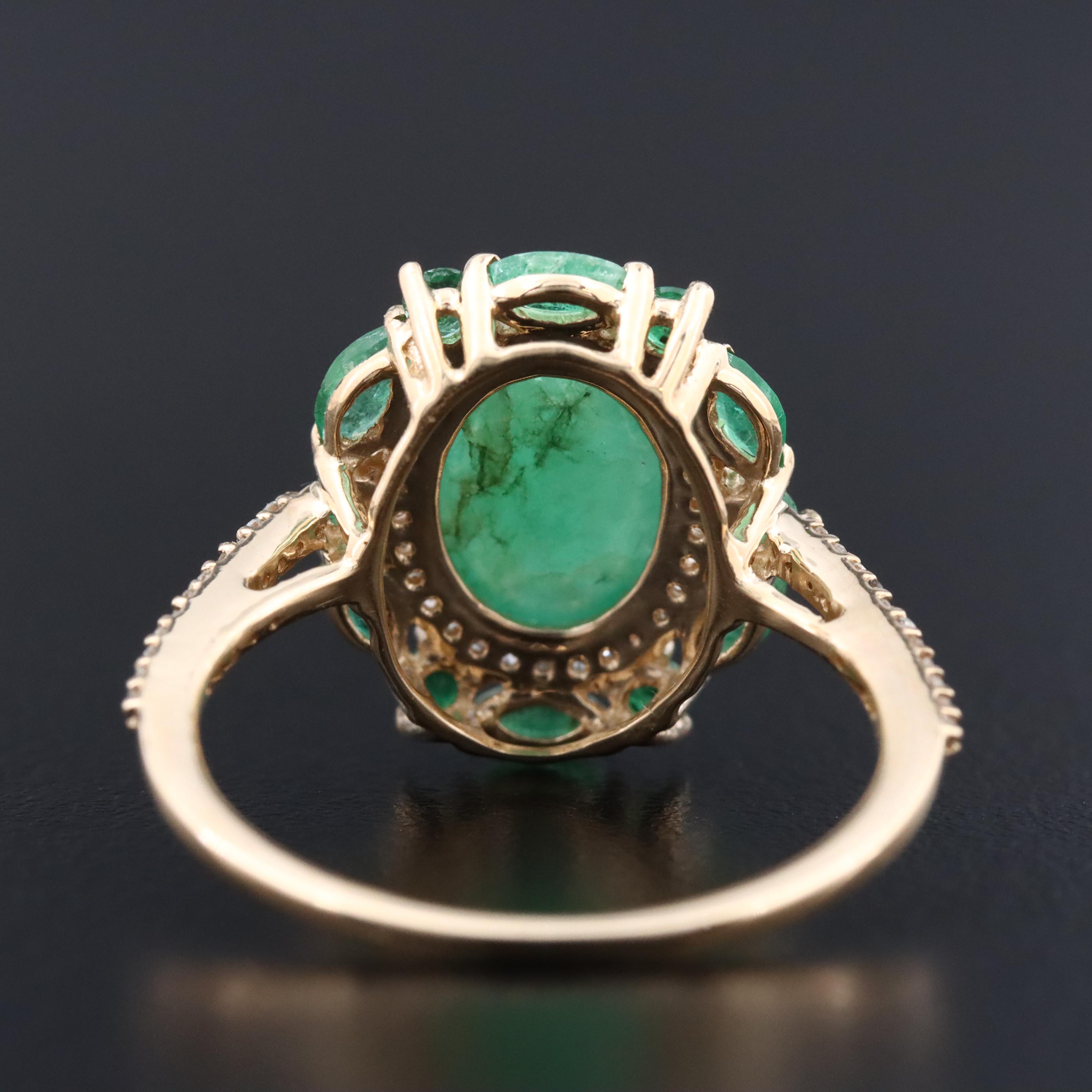 14K Emerald and White Sapphire Ring