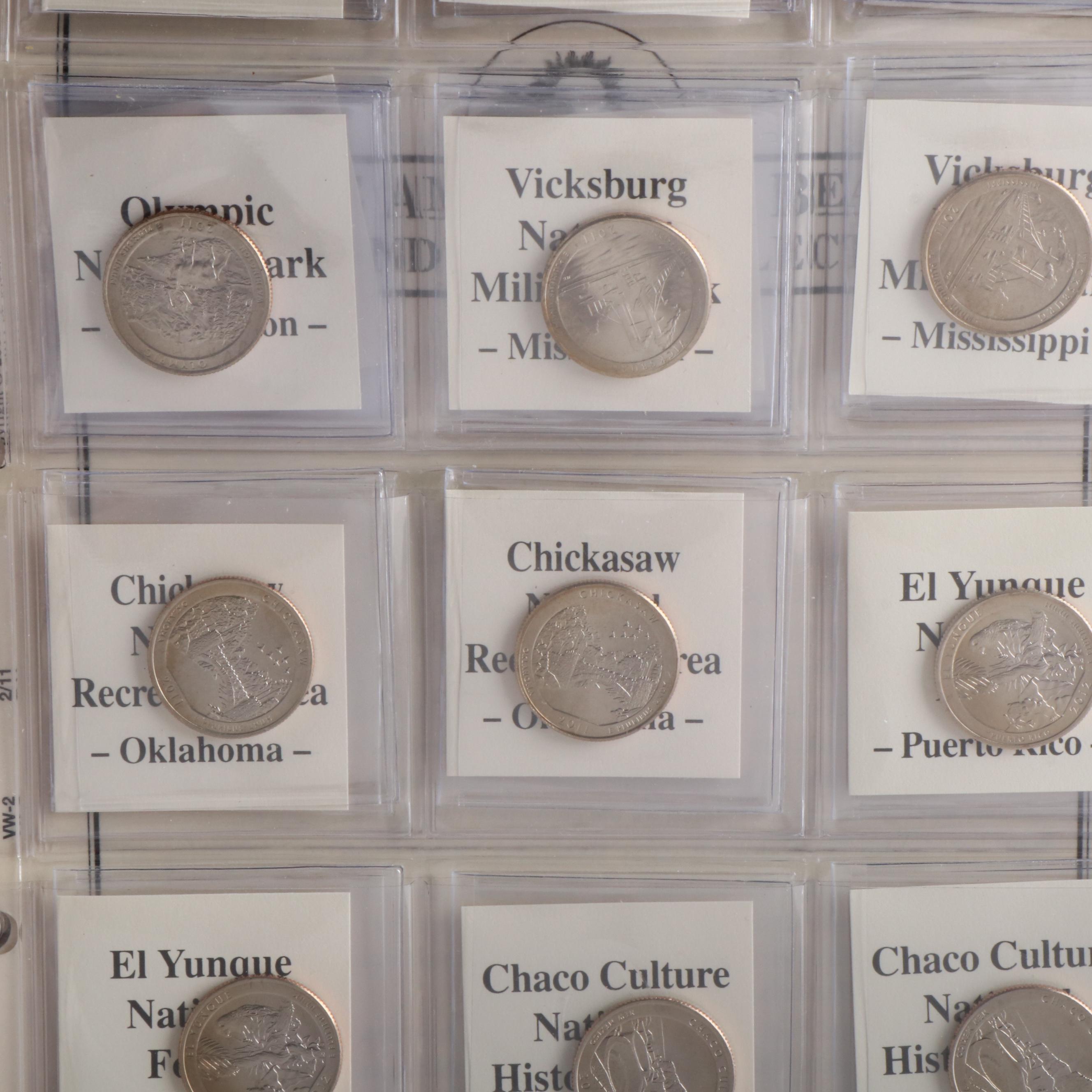 Four Albums of America the Beautiful Quarters and Related Postage Stamps