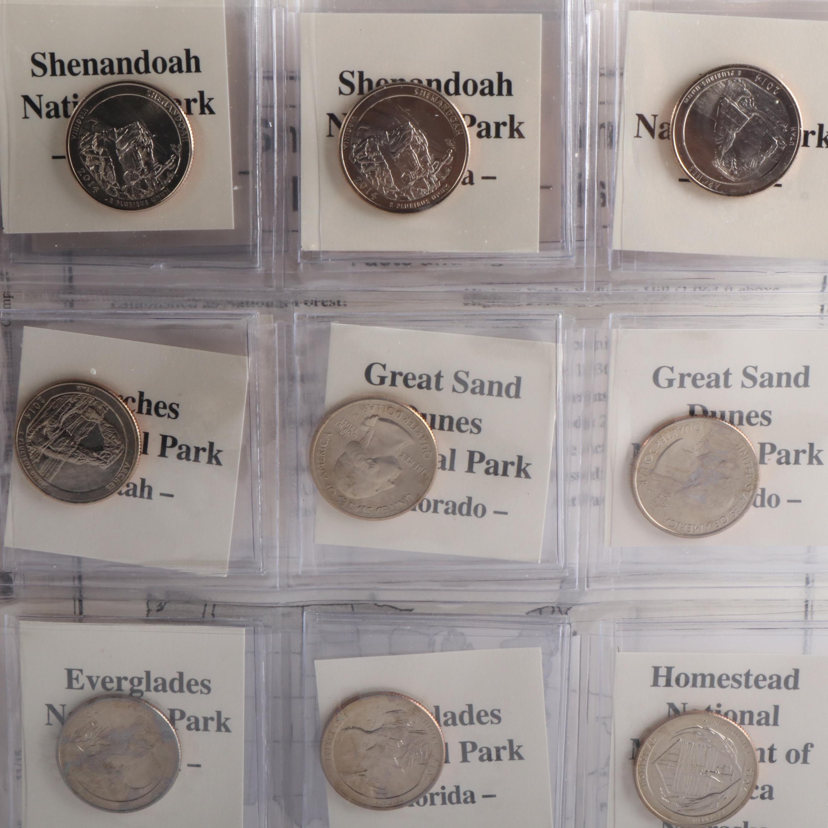 Four Albums of America the Beautiful Quarters and Related Postage Stamps