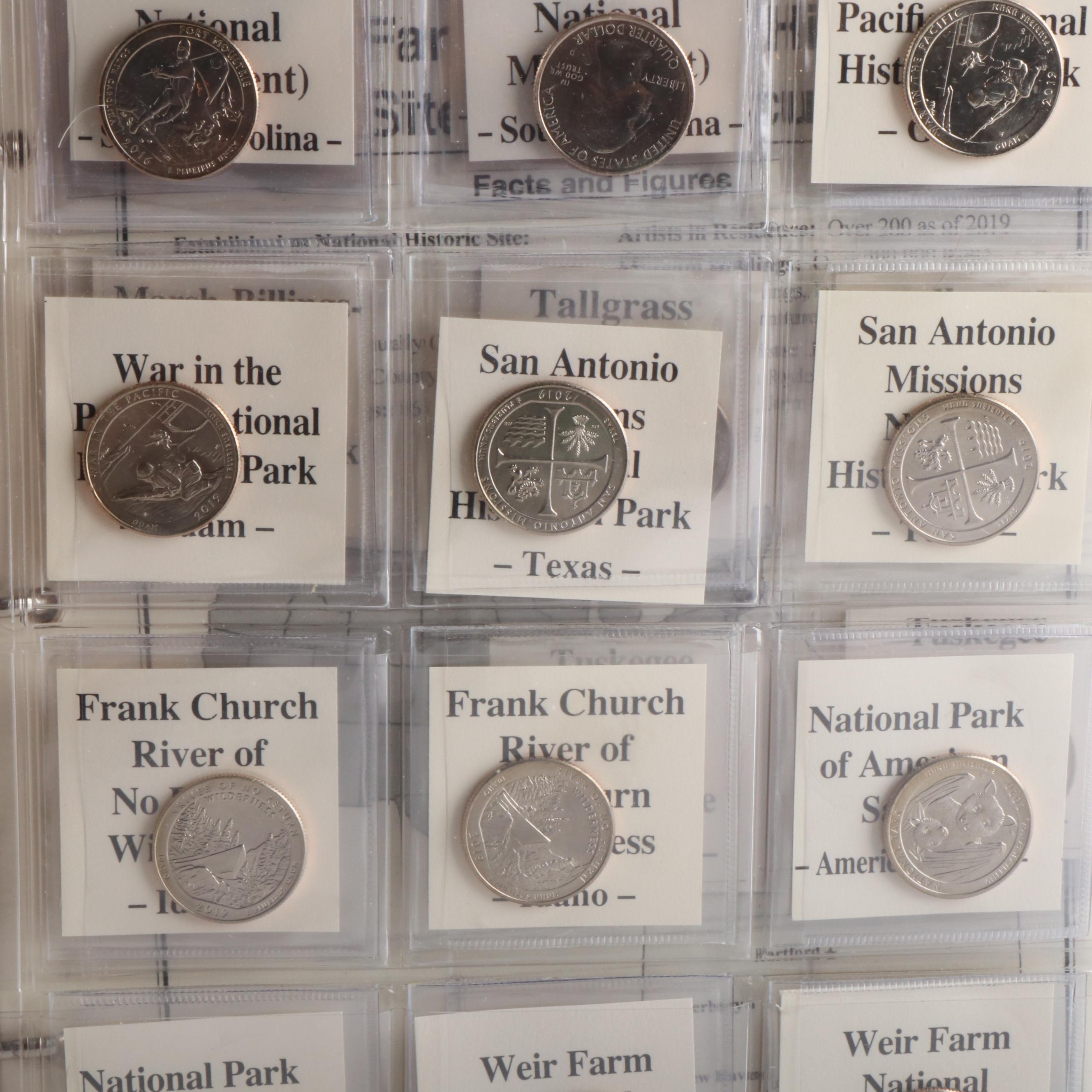 Four Albums of America the Beautiful Quarters and Related Postage Stamps