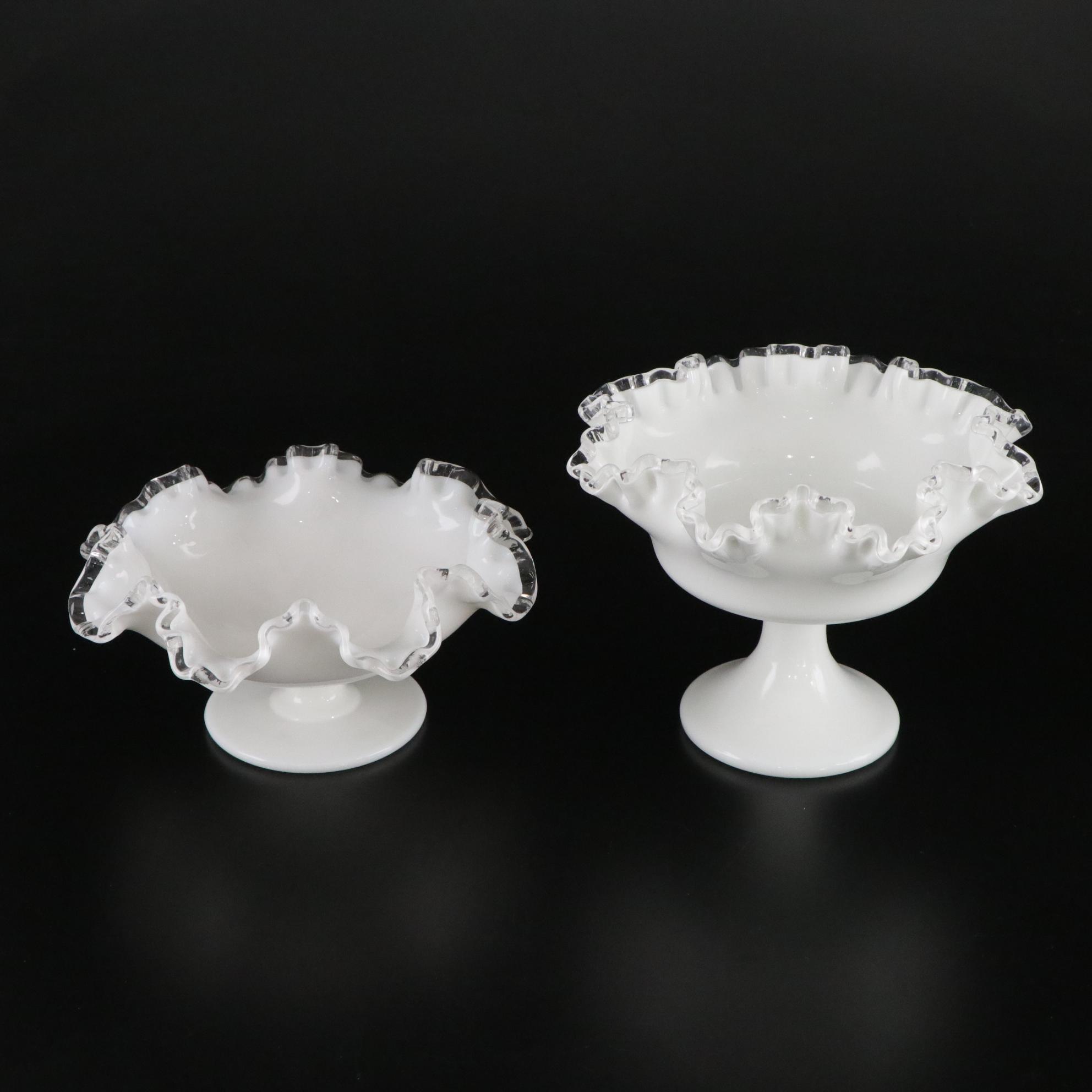 Fenton "Silver Crest" Milk Glass Ruffle Collection of Compotes, Vases and More