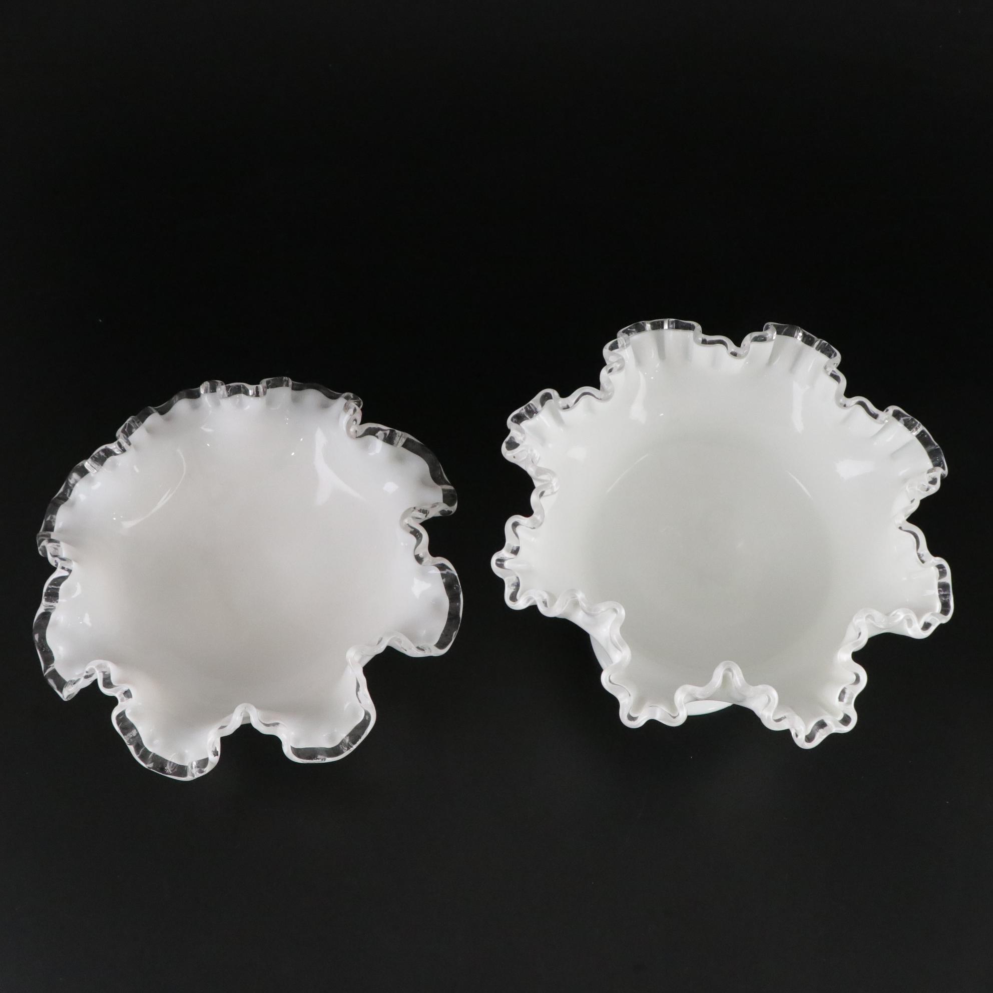 Fenton "Silver Crest" Milk Glass Ruffle Collection of Compotes, Vases and More