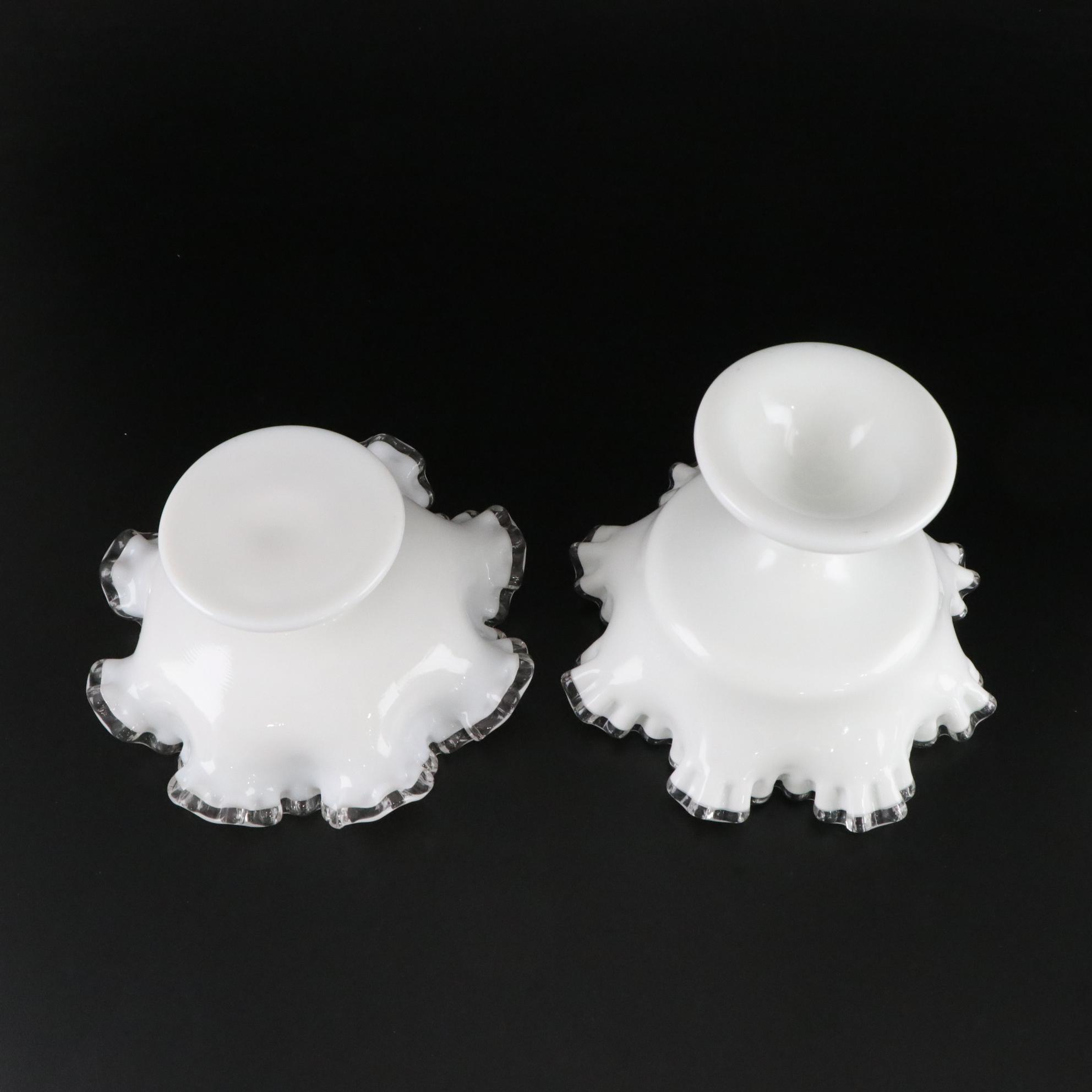 Fenton "Silver Crest" Milk Glass Ruffle Collection of Compotes, Vases and More