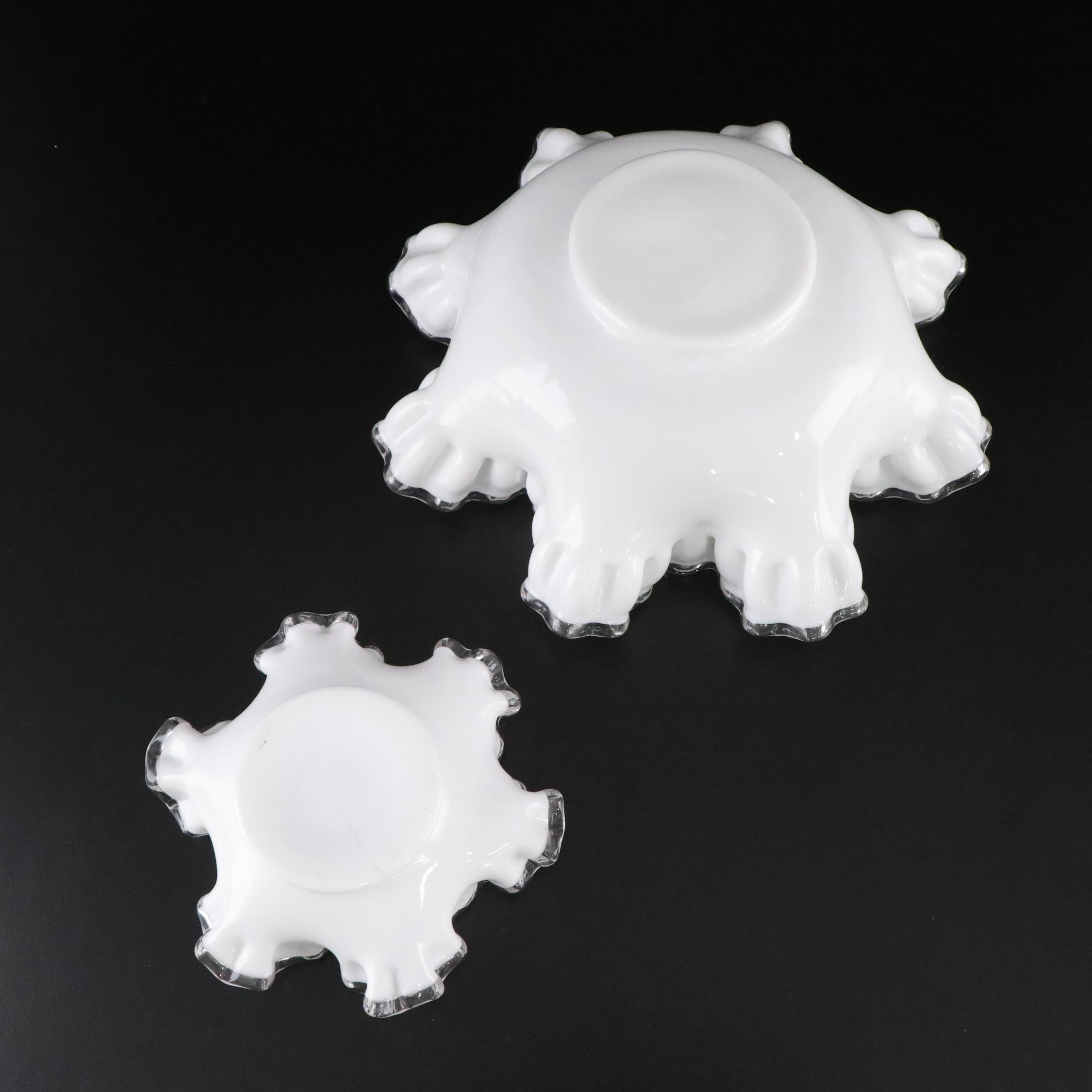 Fenton "Silver Crest" Milk Glass Ruffle Collection of Compotes, Vases and More