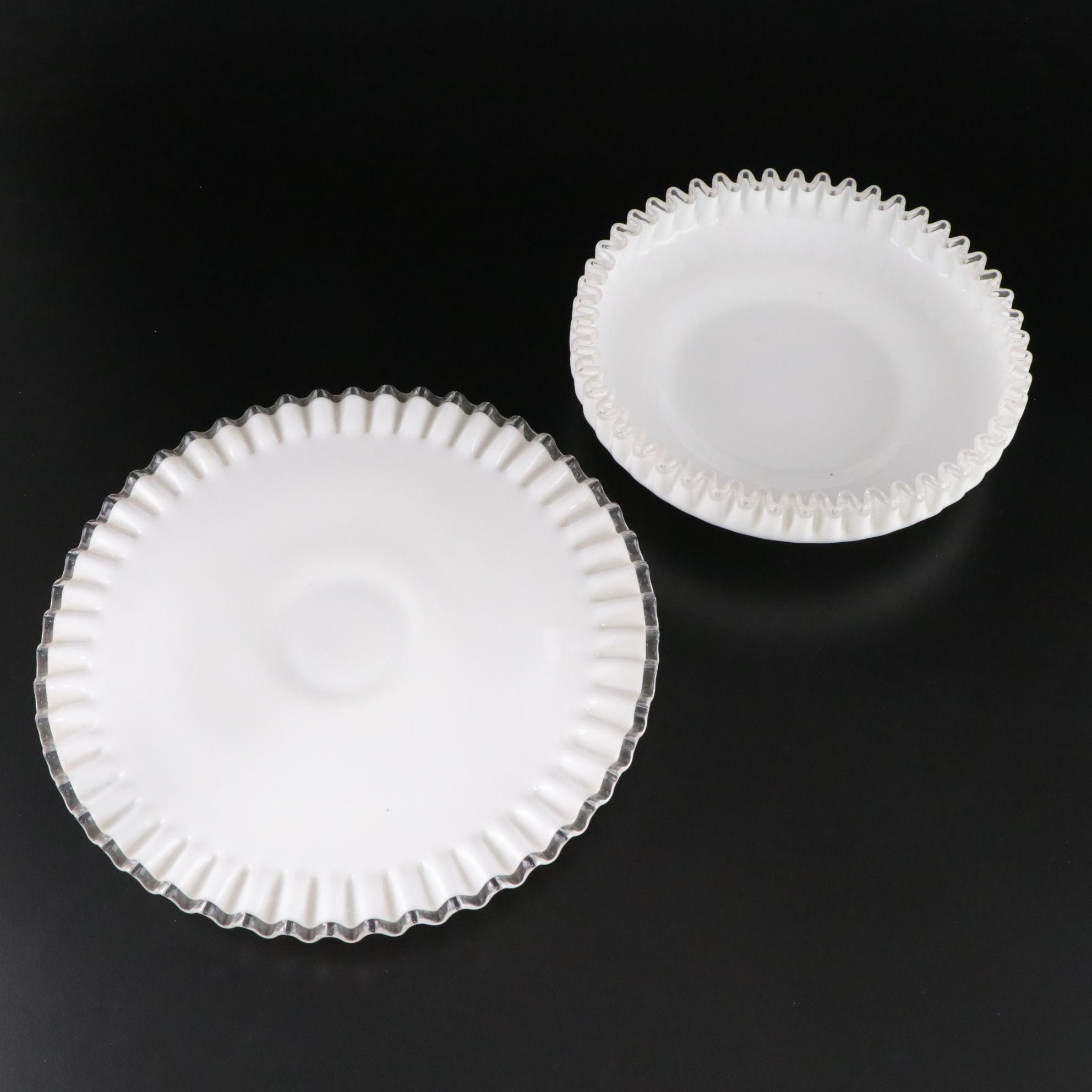 Fenton "Silver Crest" Milk Glass Ruffle Collection of Compotes, Vases and More