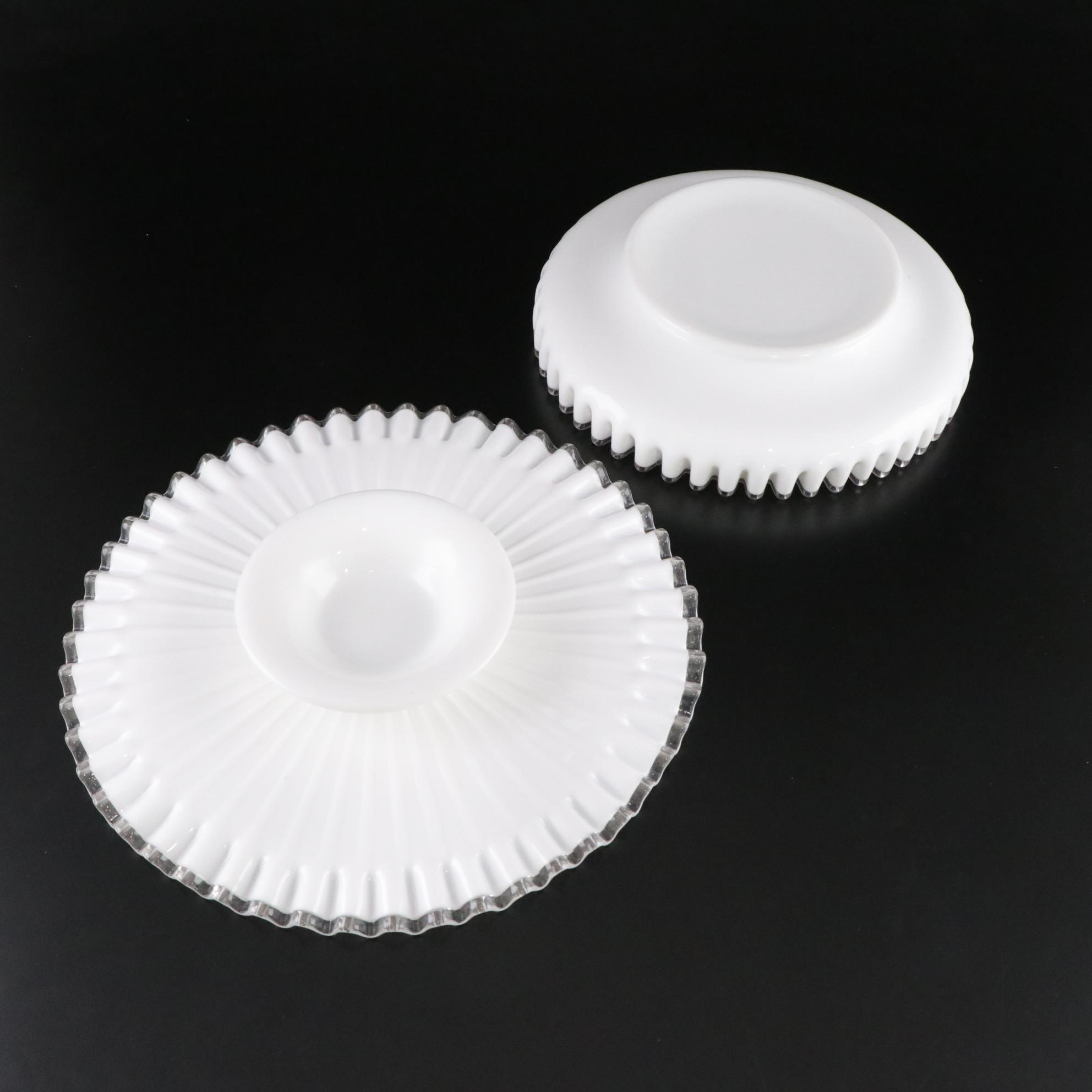 Fenton "Silver Crest" Milk Glass Ruffle Collection of Compotes, Vases and More