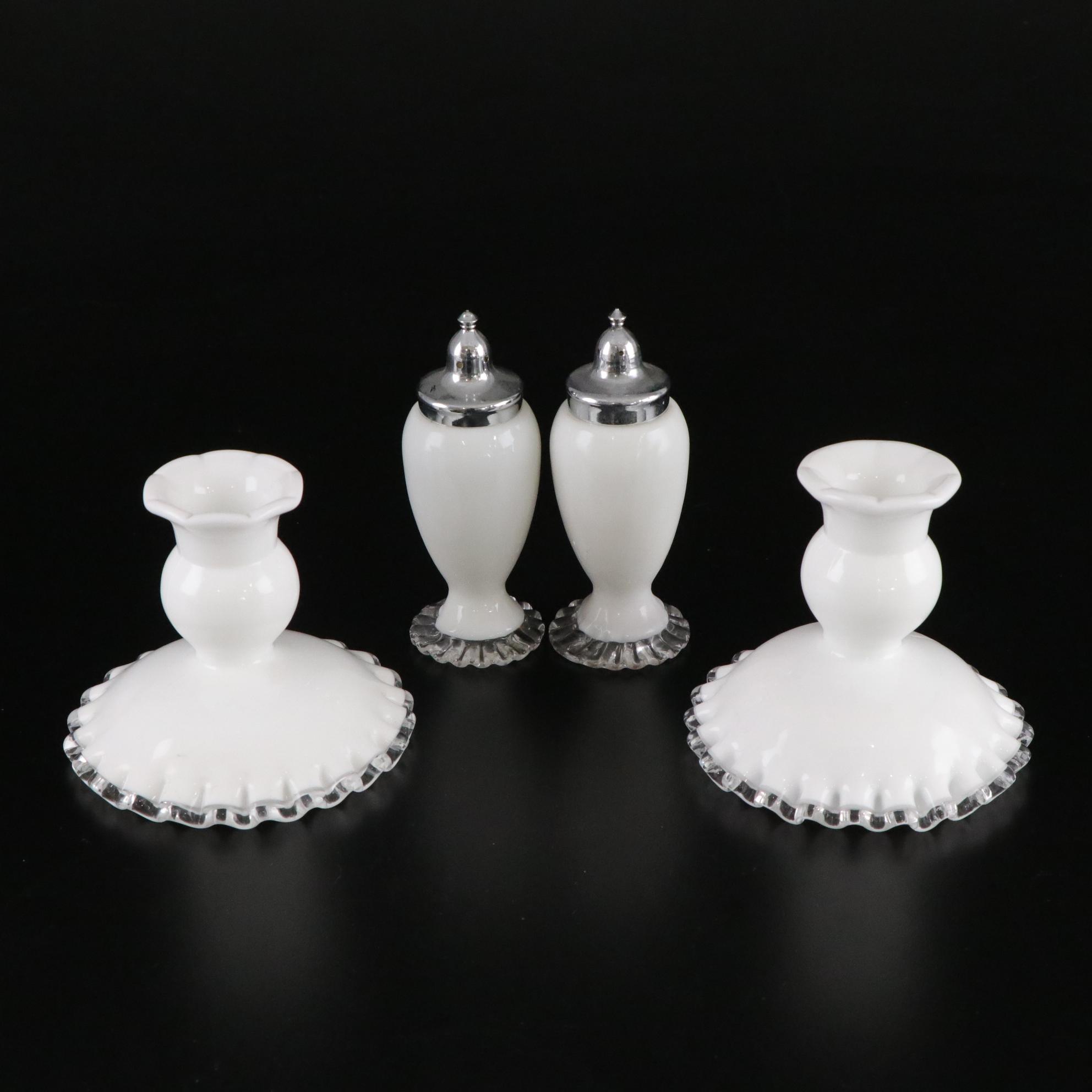 Fenton "Silver Crest" Milk Glass Ruffle Collection of Compotes, Vases and More