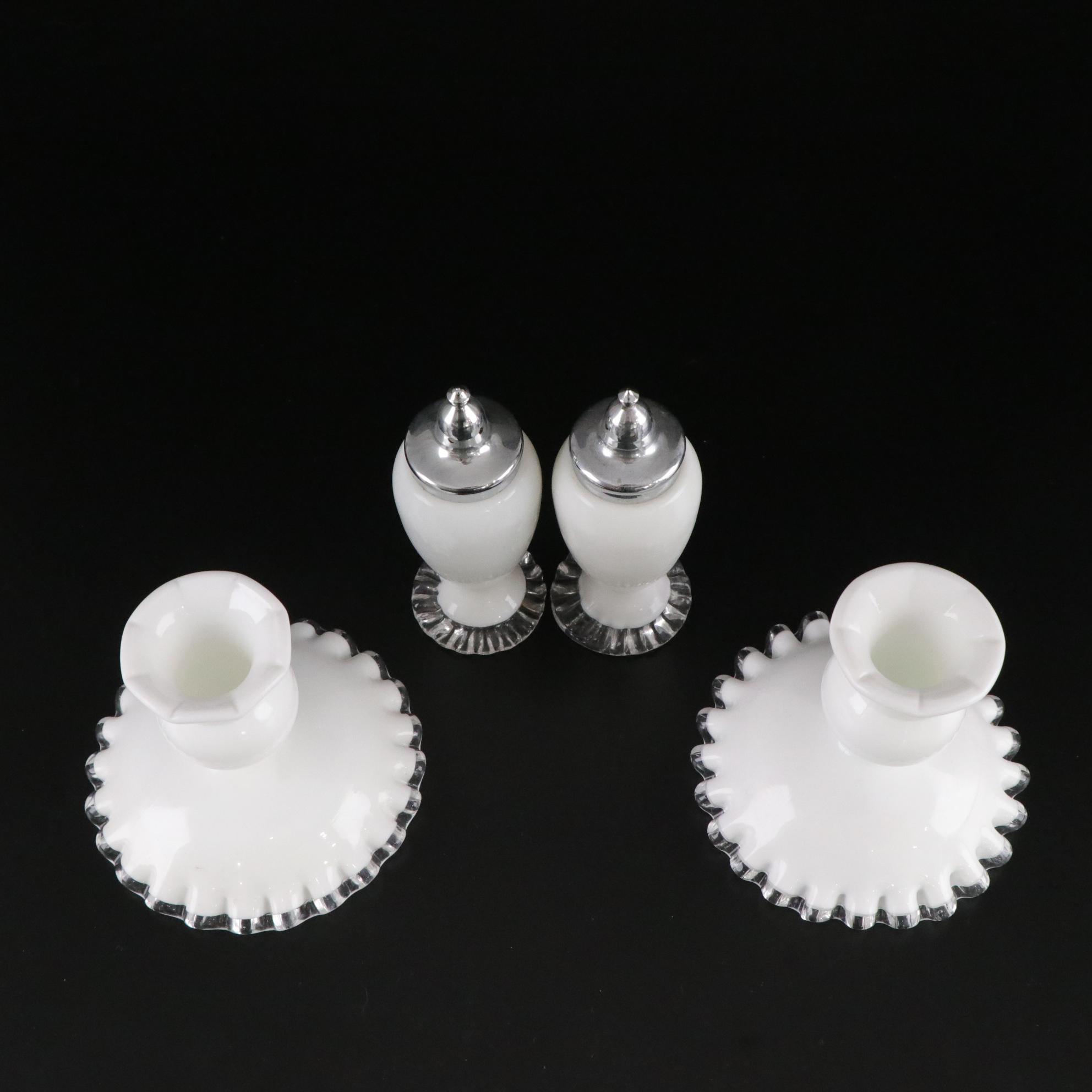 Fenton "Silver Crest" Milk Glass Ruffle Collection of Compotes, Vases and More