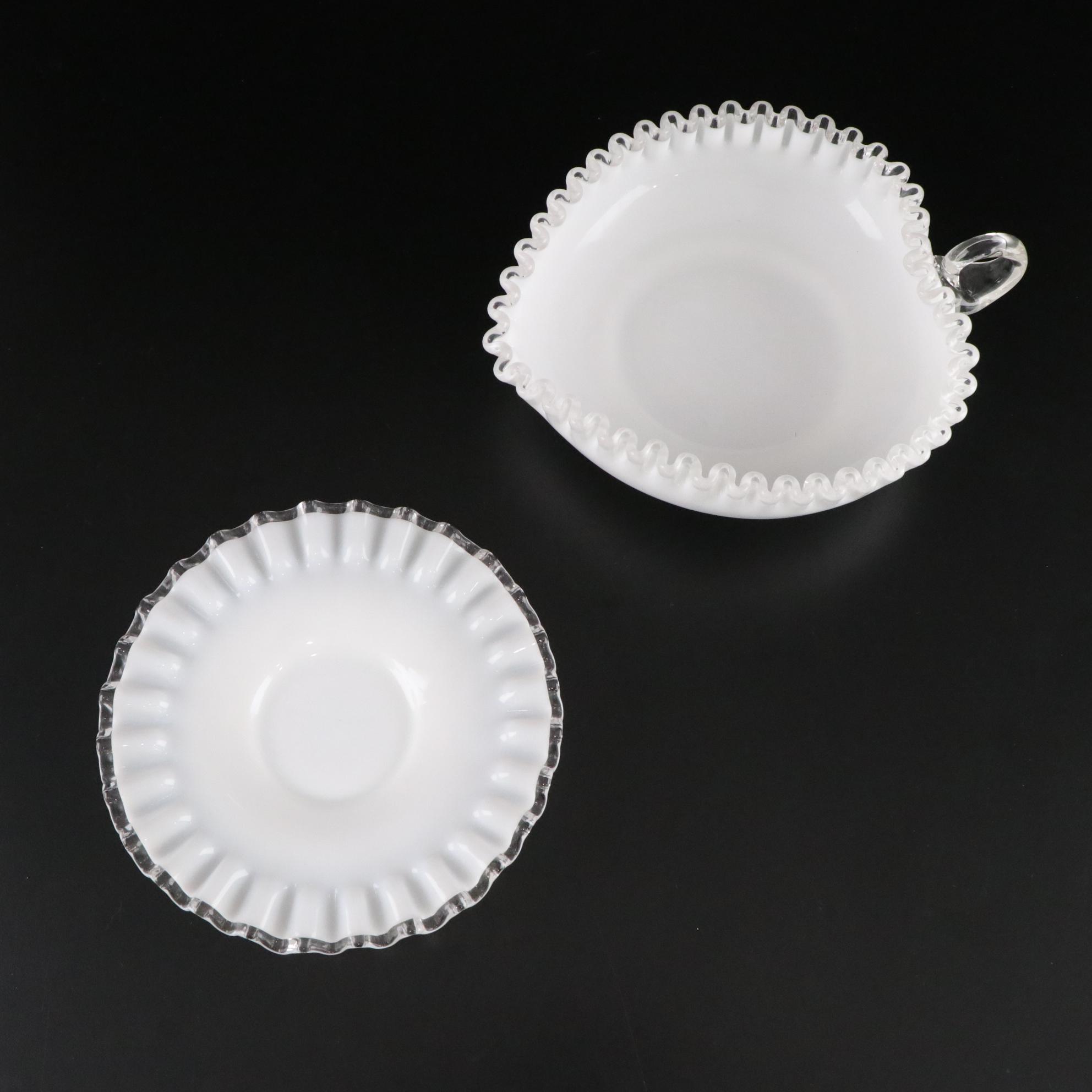 Fenton "Silver Crest" Milk Glass Ruffle Collection of Compotes, Vases and More