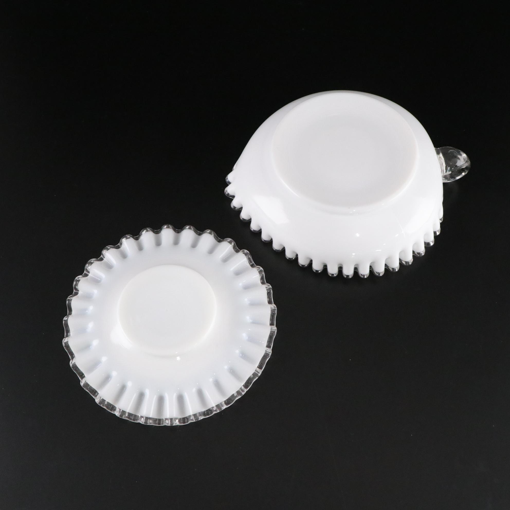 Fenton "Silver Crest" Milk Glass Ruffle Collection of Compotes, Vases and More