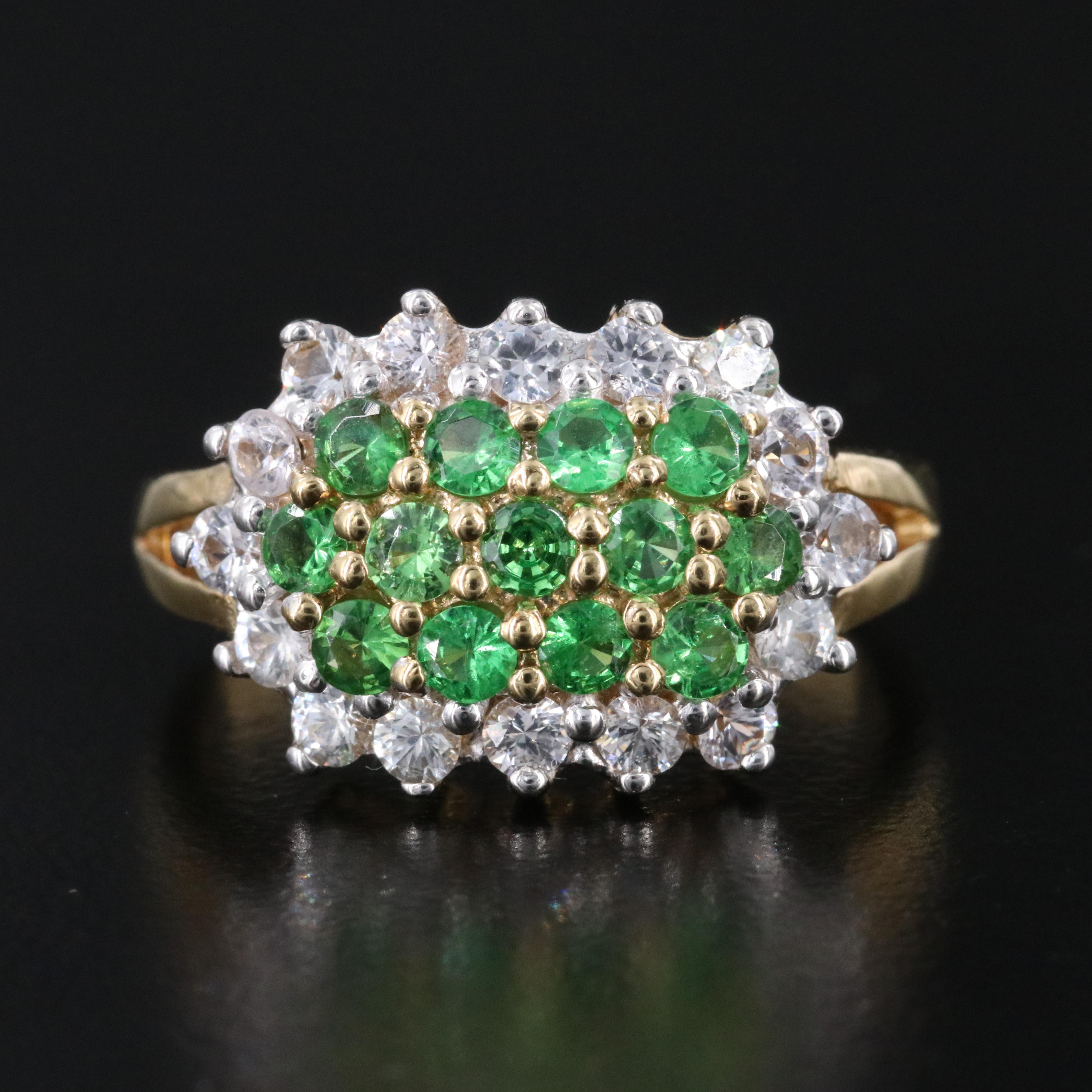 9K Tsavorite and White Sapphire Ring