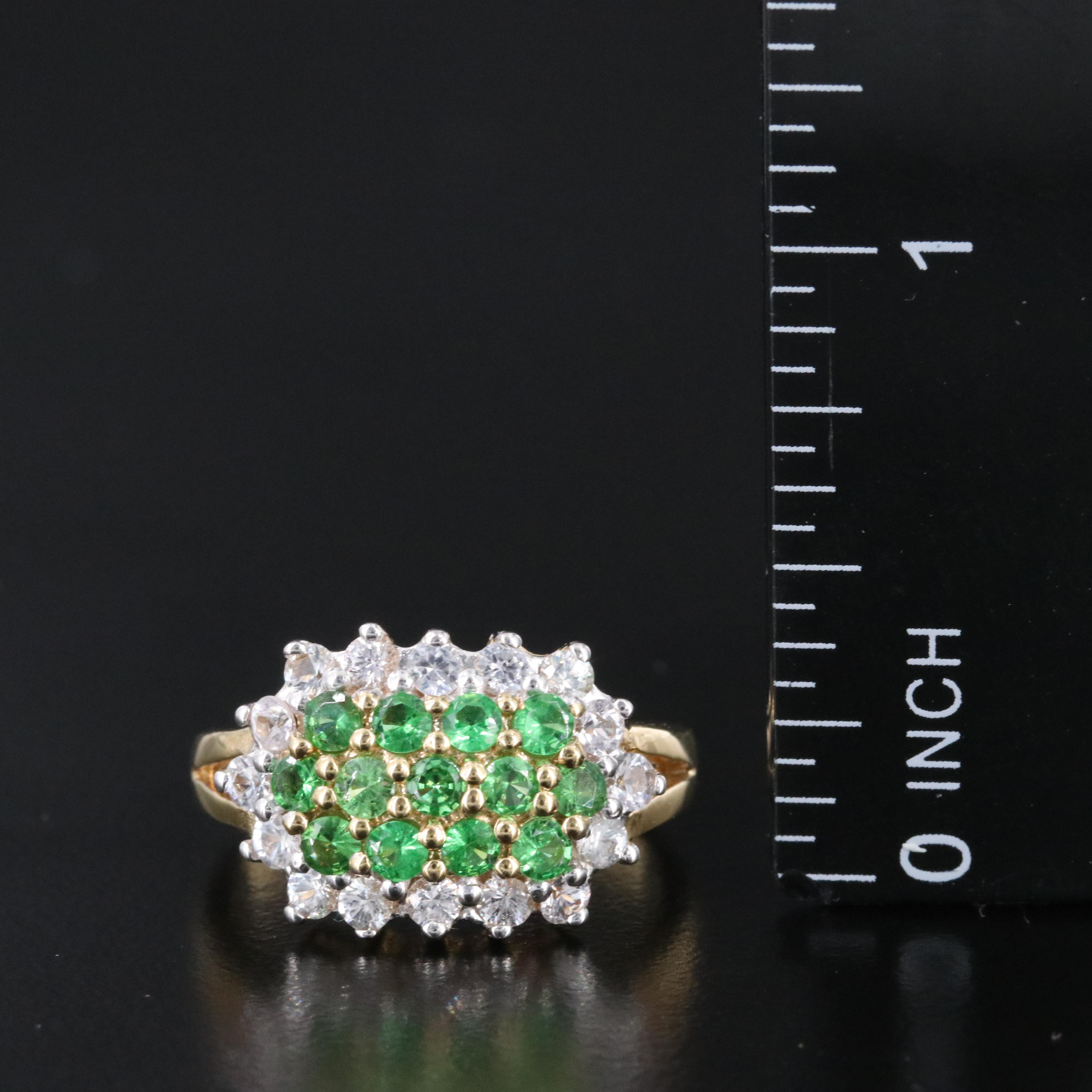 9K Tsavorite and White Sapphire Ring