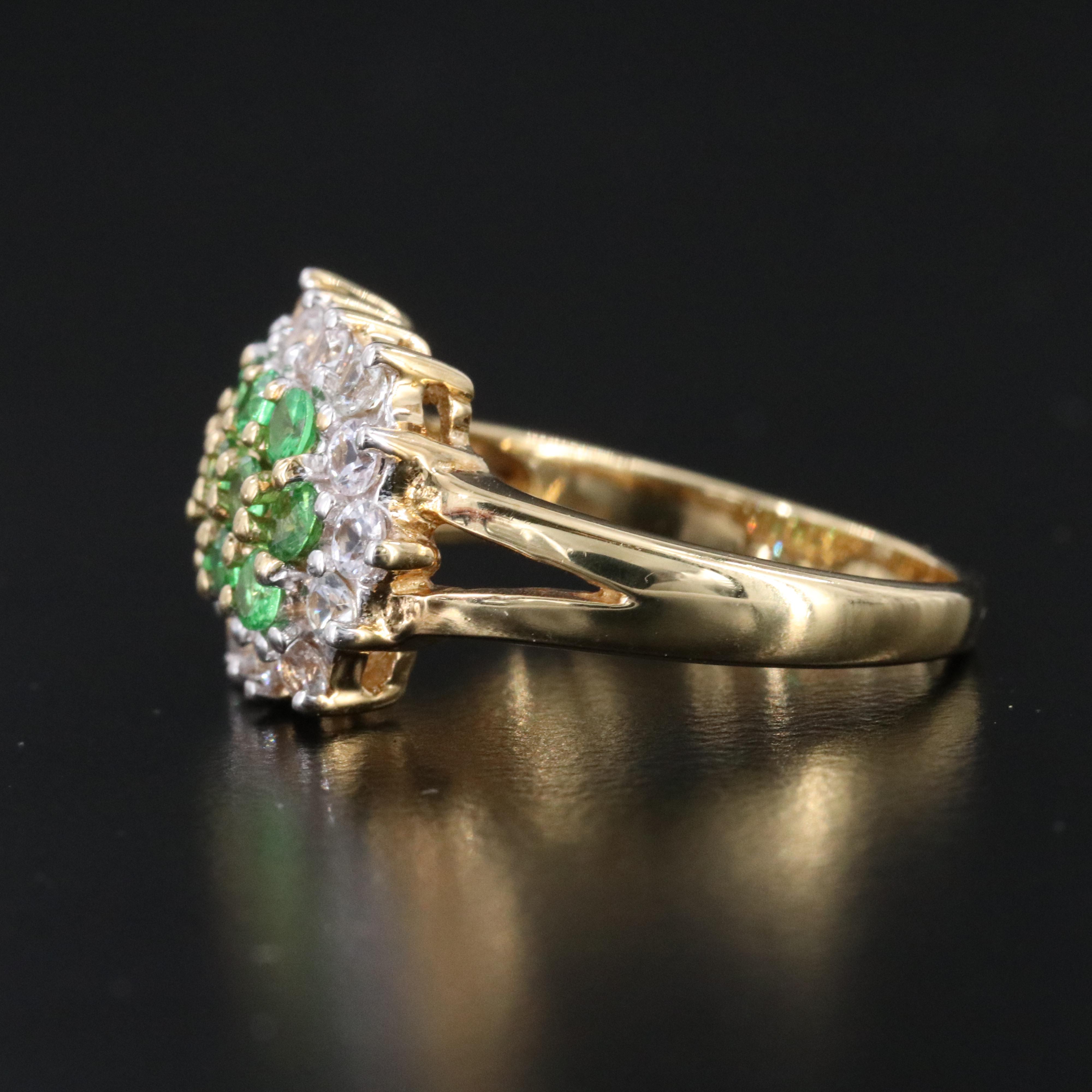 9K Tsavorite and White Sapphire Ring