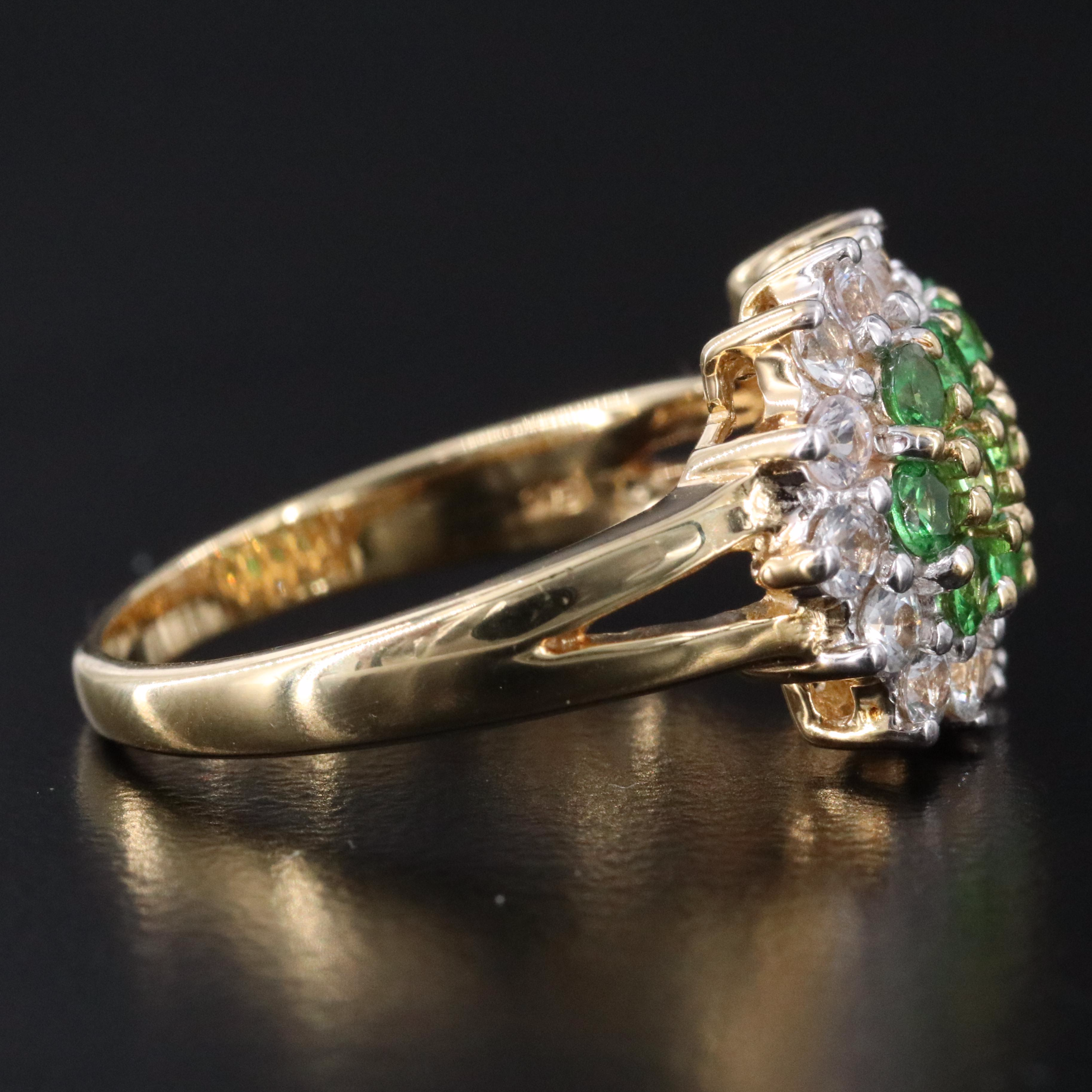 9K Tsavorite and White Sapphire Ring