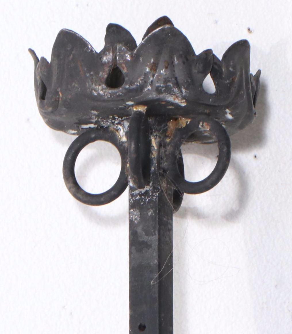 Art and Crafts Style Wrought Iron Tall Flower Shaped In Ground Candle Holders